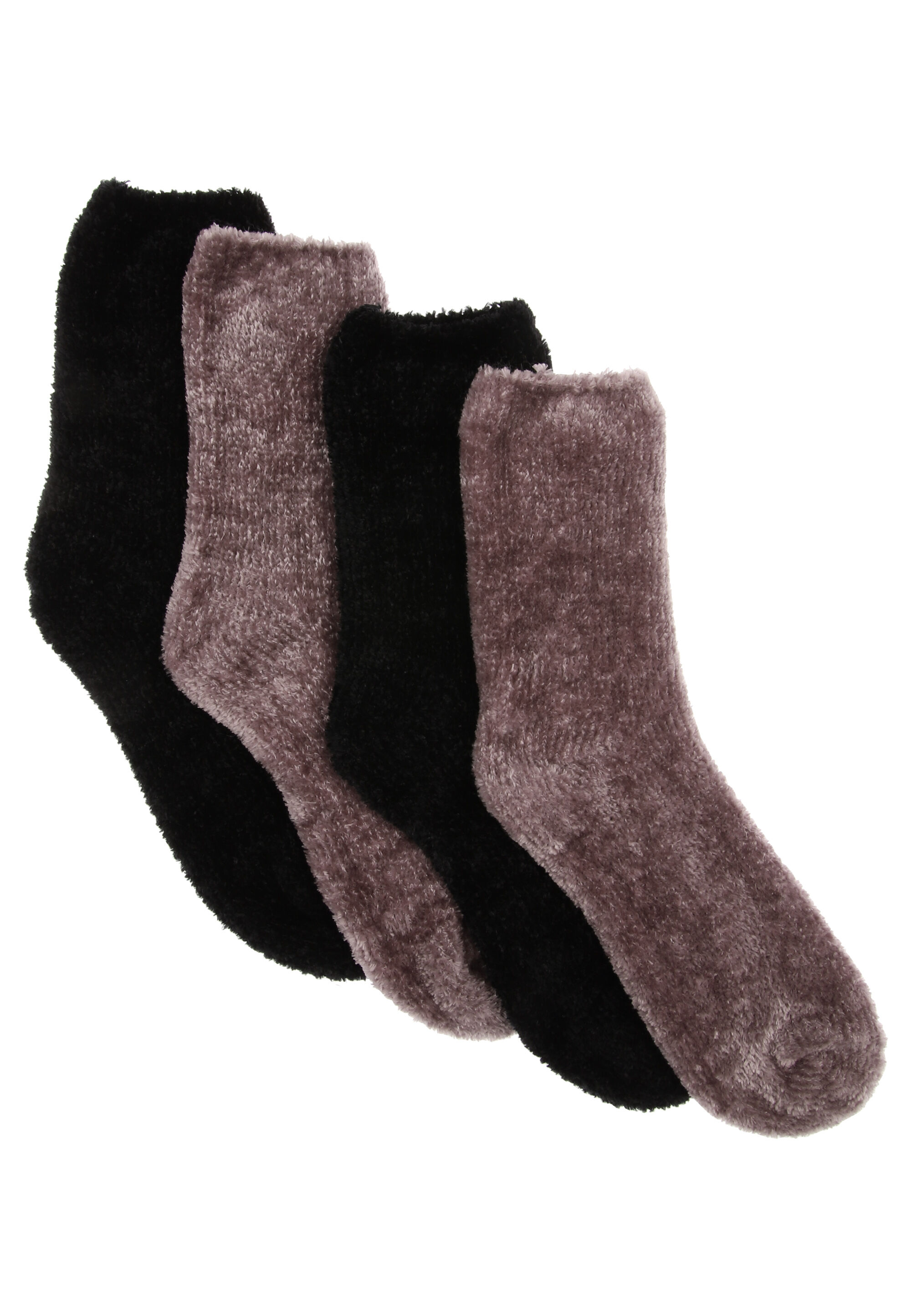 Womens 2pk Black & Grey Velvet Socks