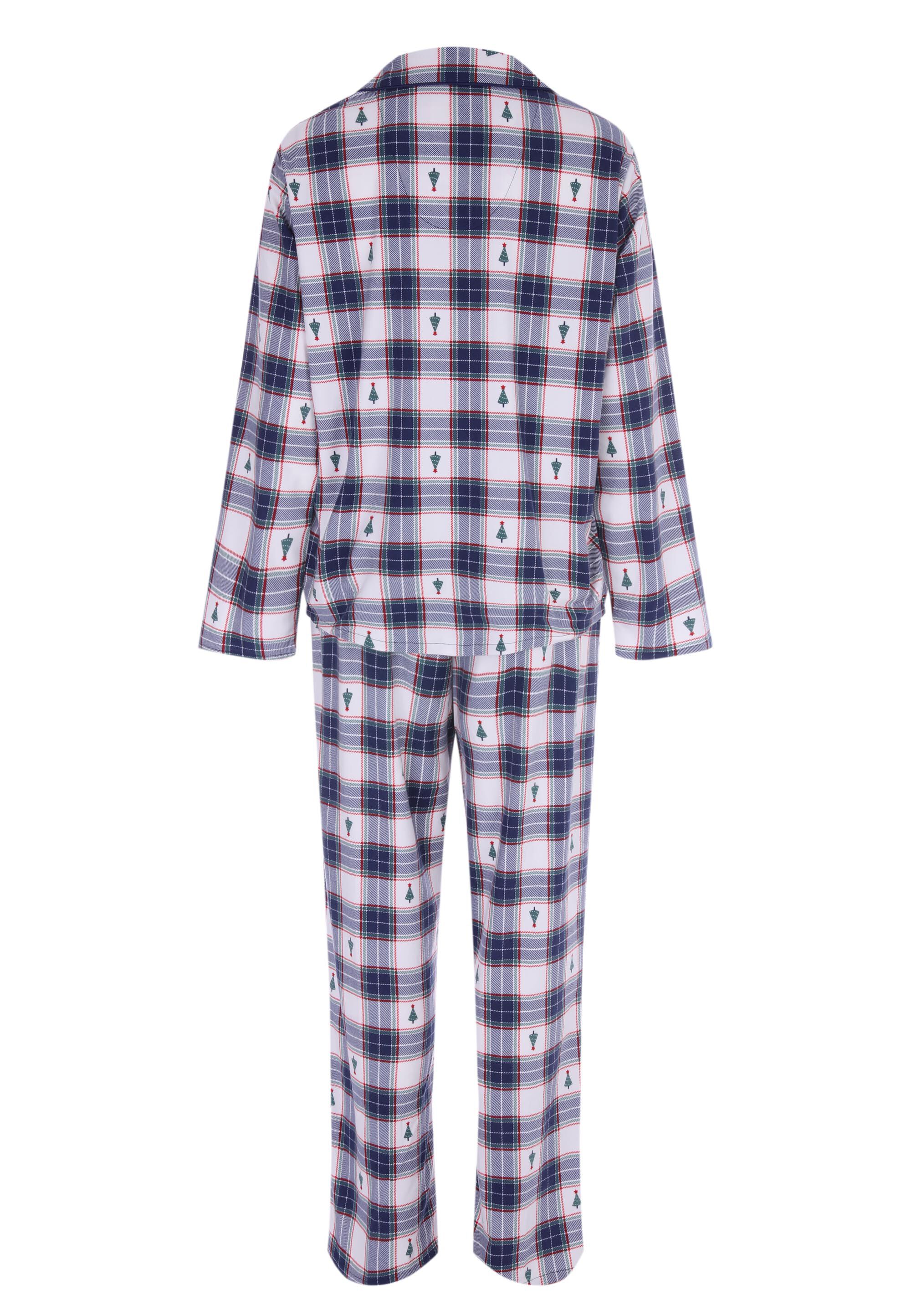 Womens Blue Check Family Christmas Pyjama Set