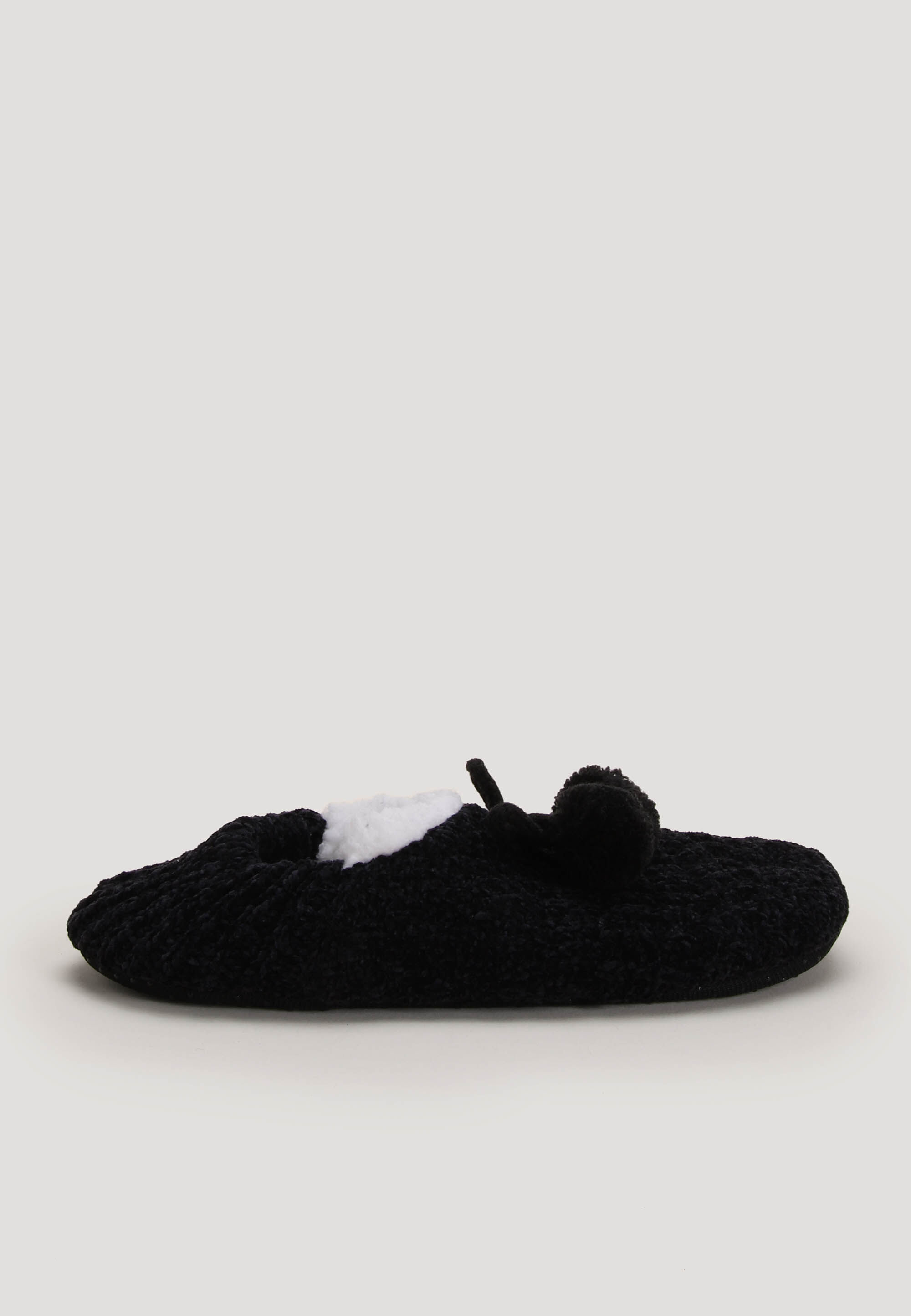 Womens Black Chenille Ballerina Slipper Socks