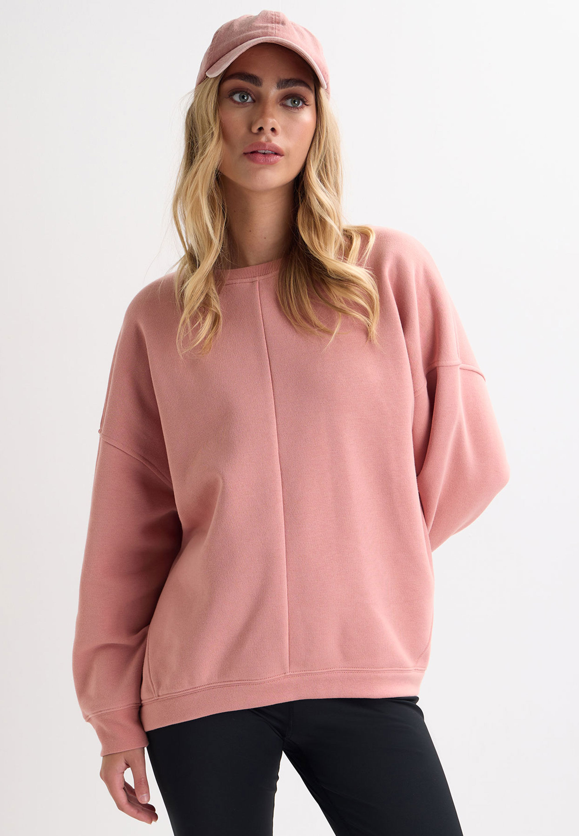Womens Pink Curved Hem Sweatshirt