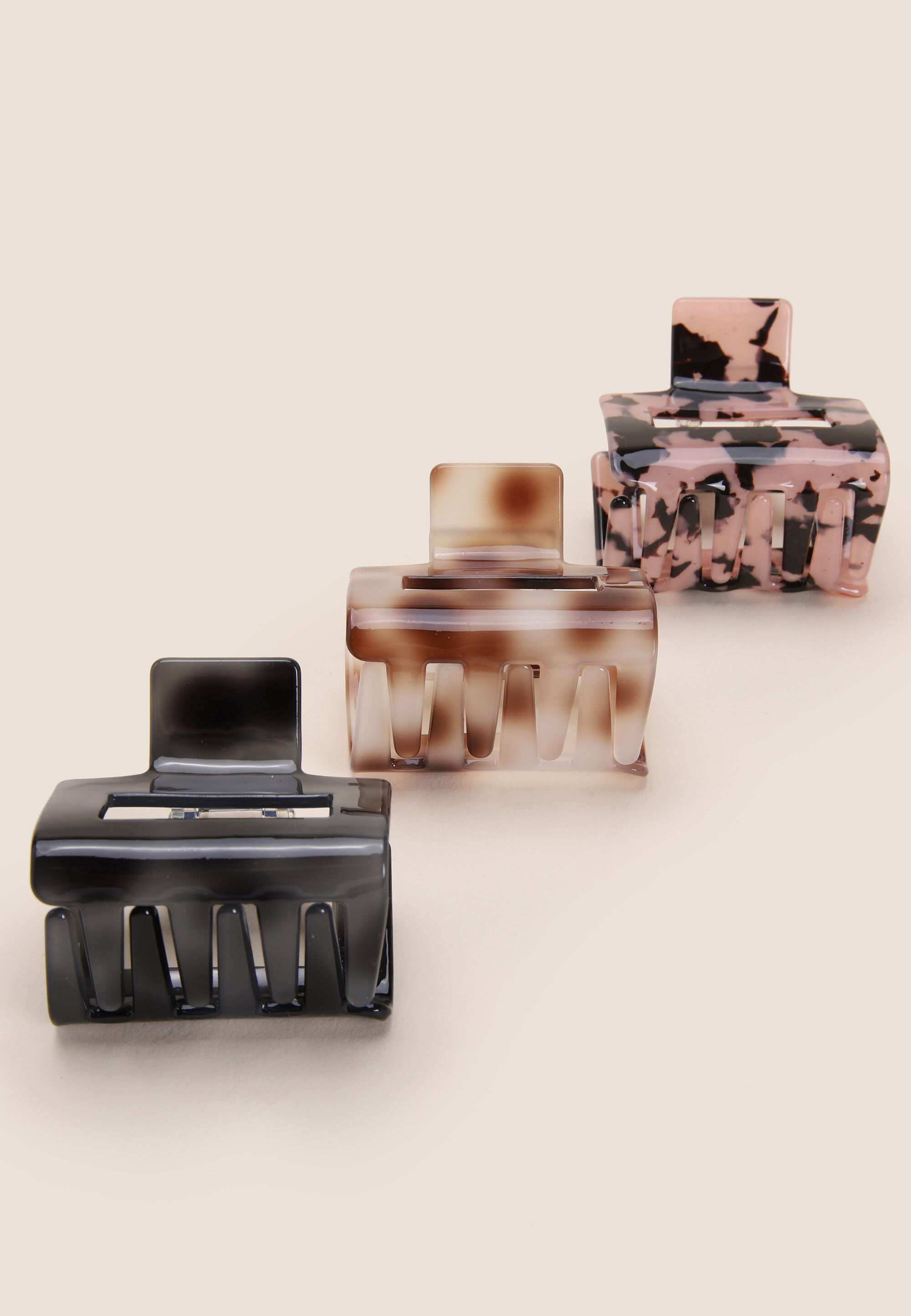 Womens 3pk Tortoiseshell Bulldog Clips