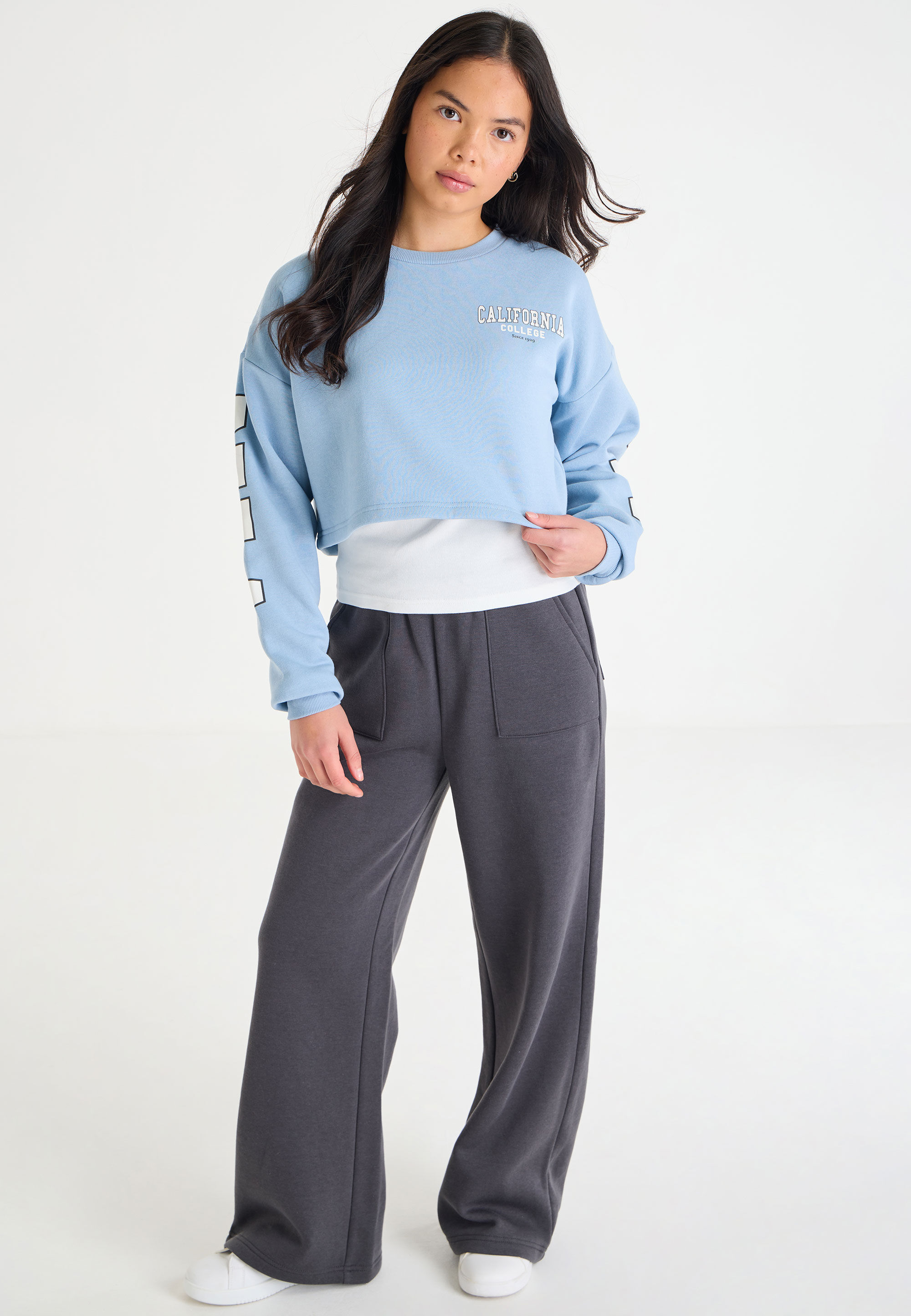 Older Girls Blue 2 in 1 California Sweat Top