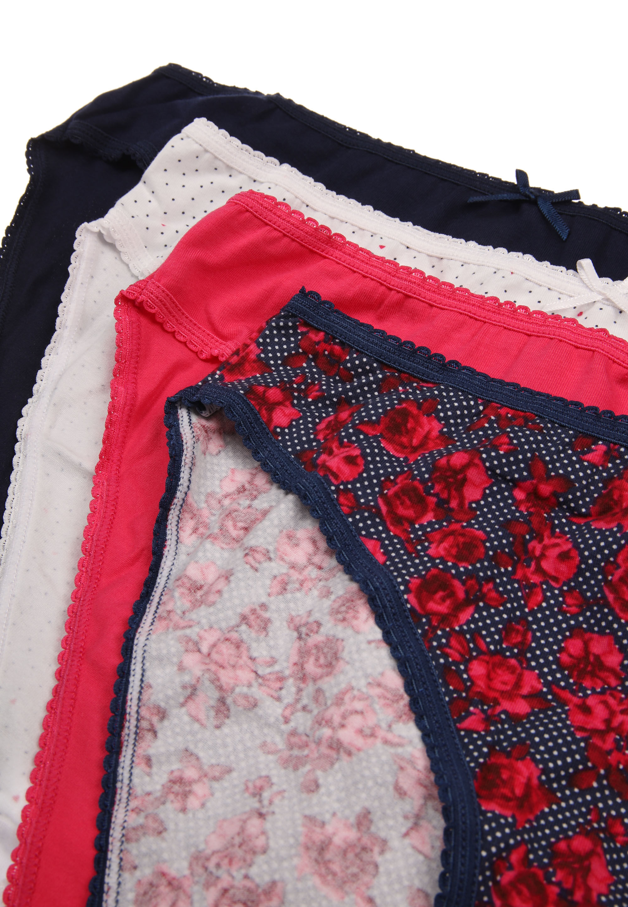 Womens 4pk Hot Pink Floral High Cut Briefs