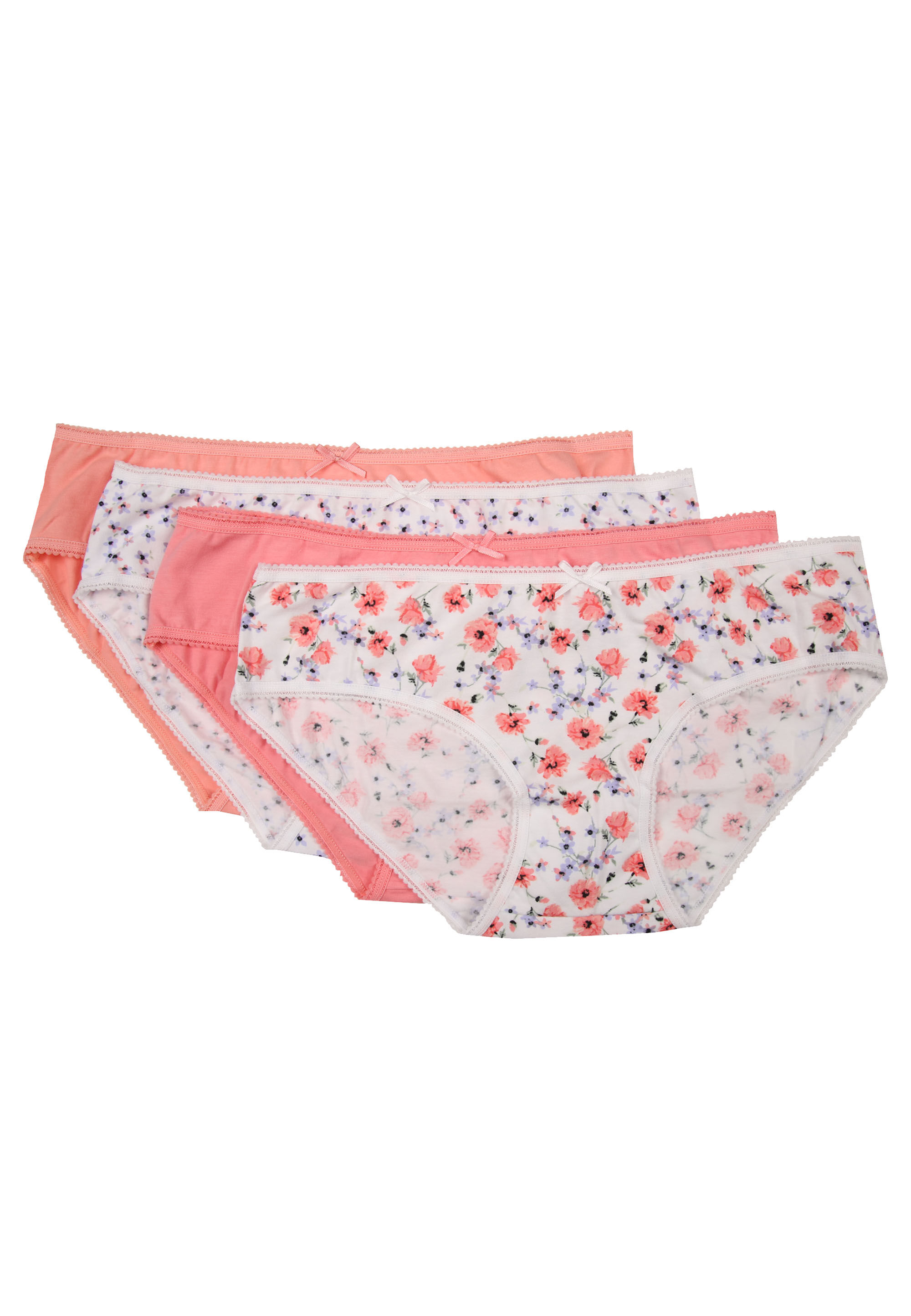 Womens 4pk Coral Floral Mini Briefs