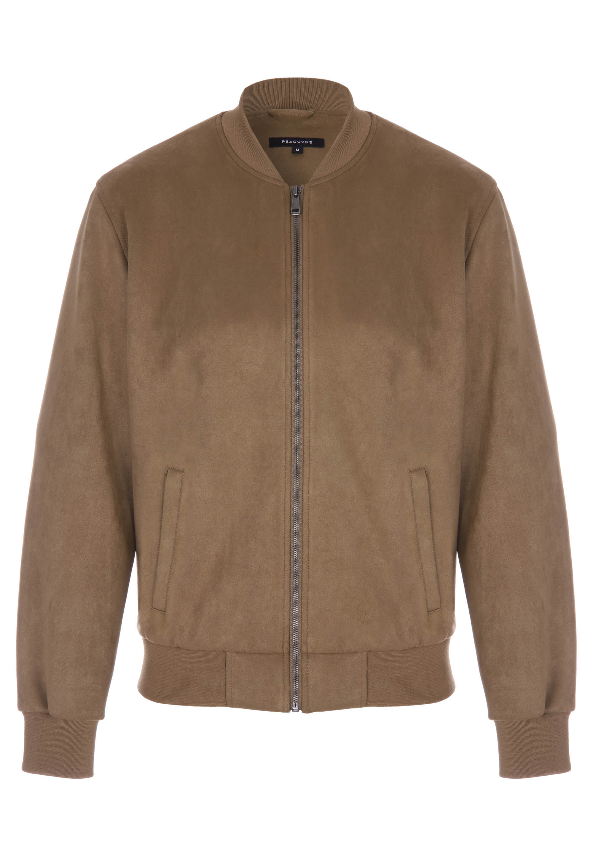 Mens Tan Suedette Bomber Jacket