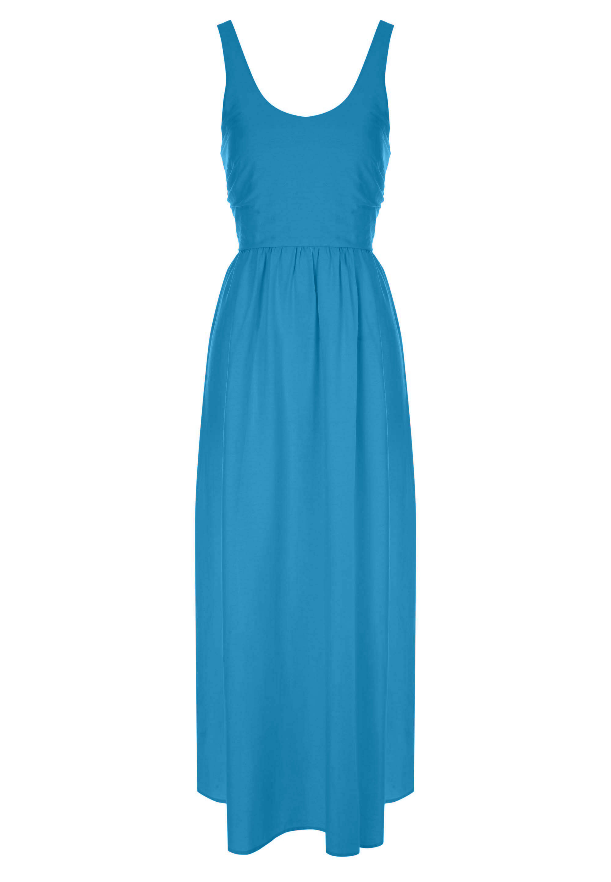 Womens Blue Linen Blend Midi Dress
