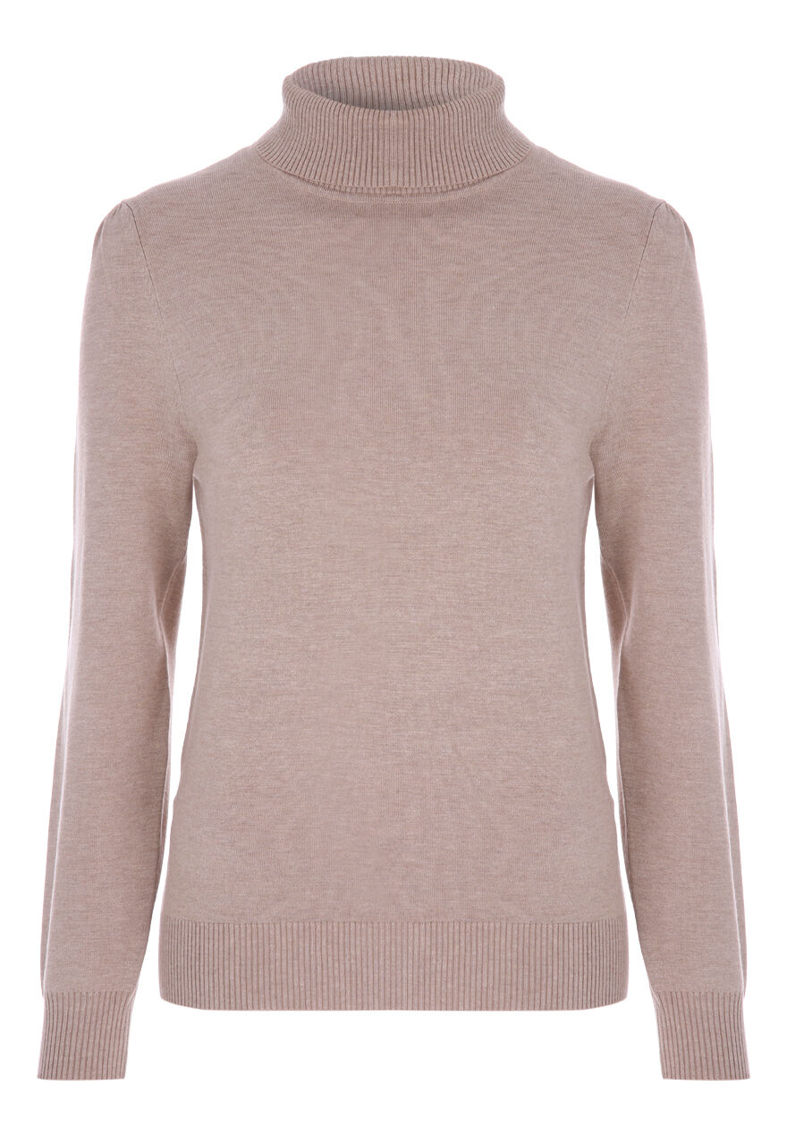 Womens Camel Roll Neck Jumper
