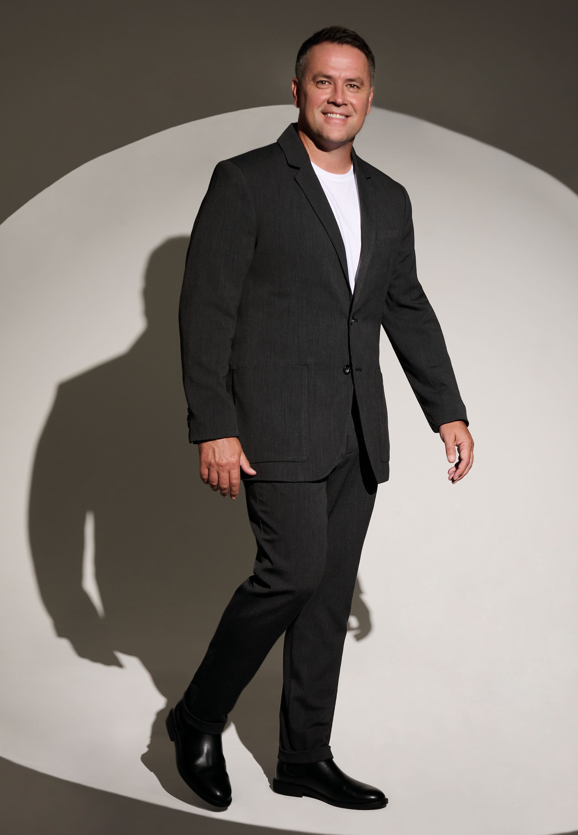 Mens Charcoal Straight Leg Formal Trousers