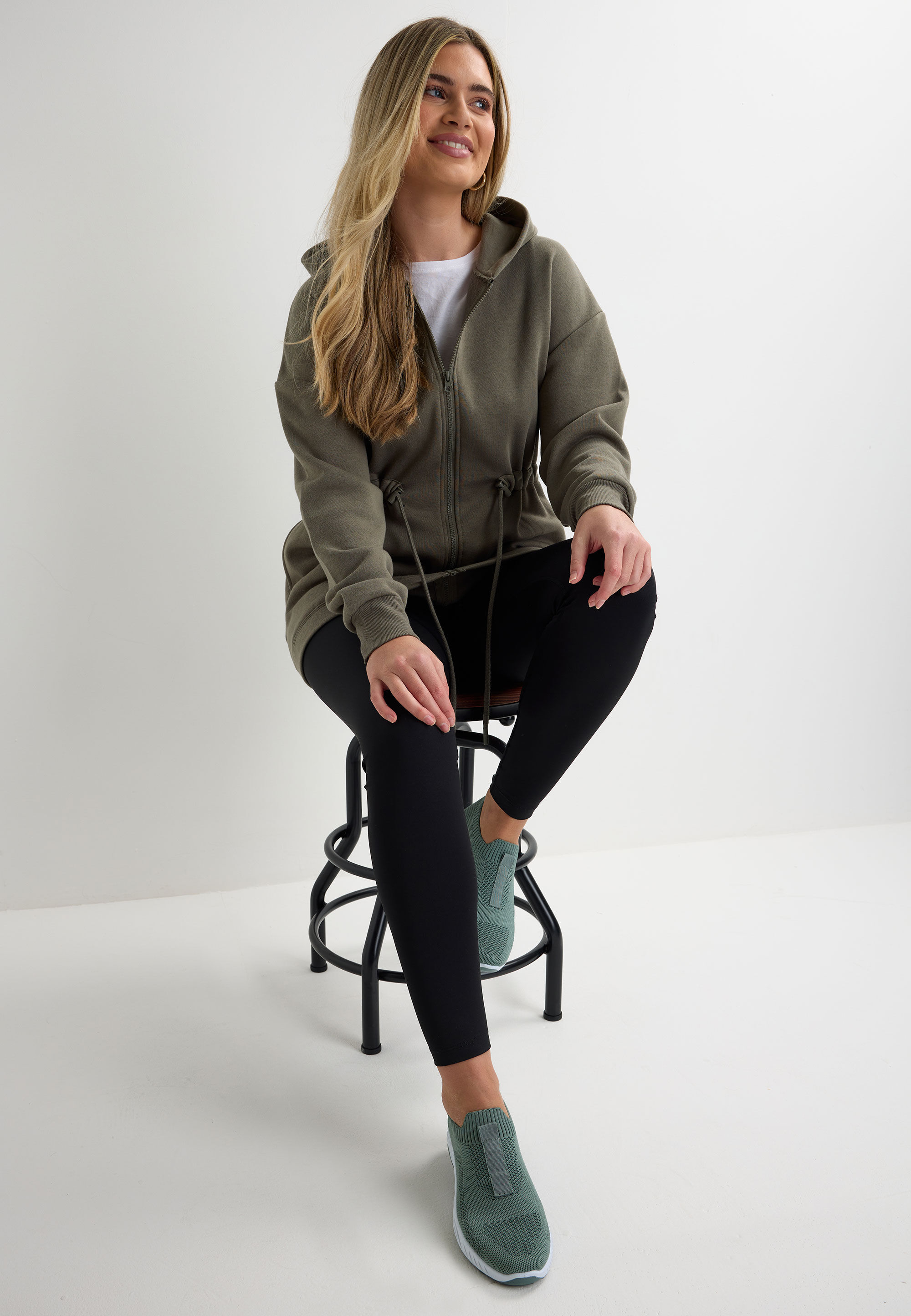Womens Green Woven Slip On Trainers