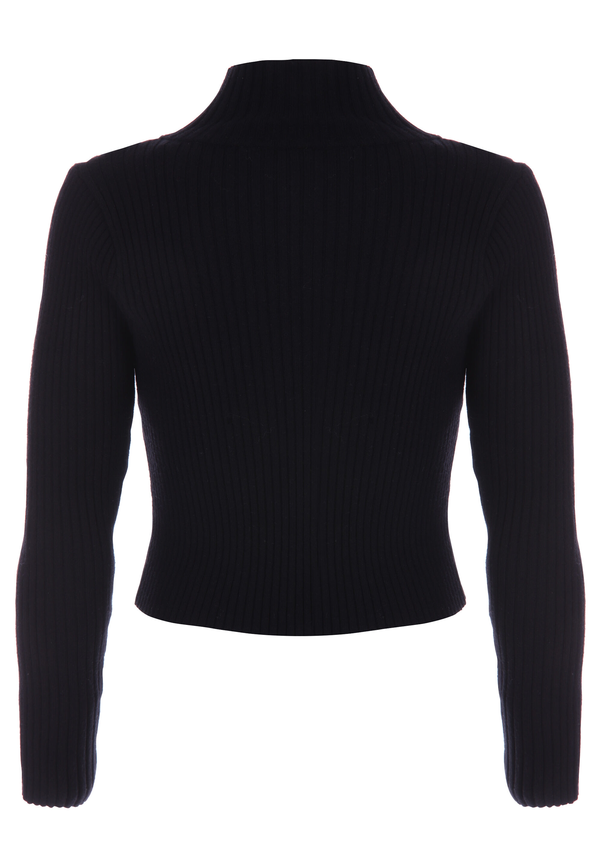 Older Girls Black Ribbed Zip Through Cardigan