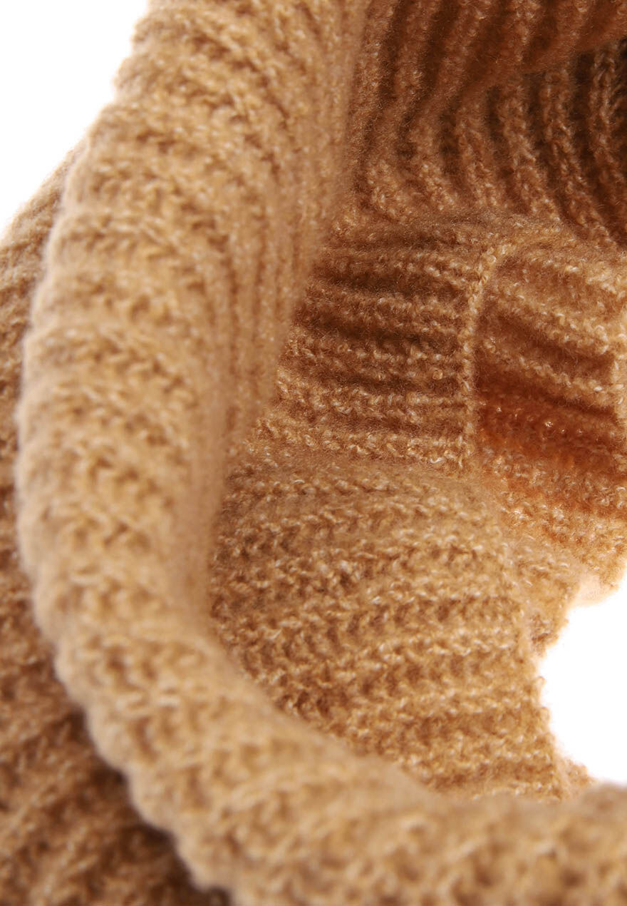 Womens Camel Ribbed Snood