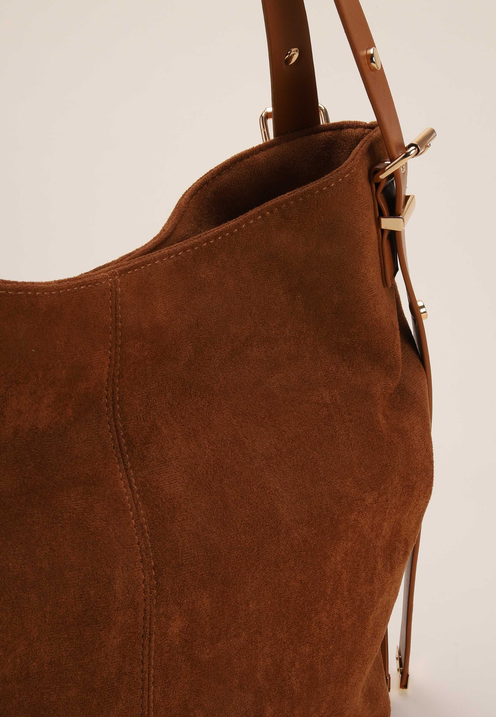 Womens Brown Plain Slouchy Shoulder Bag