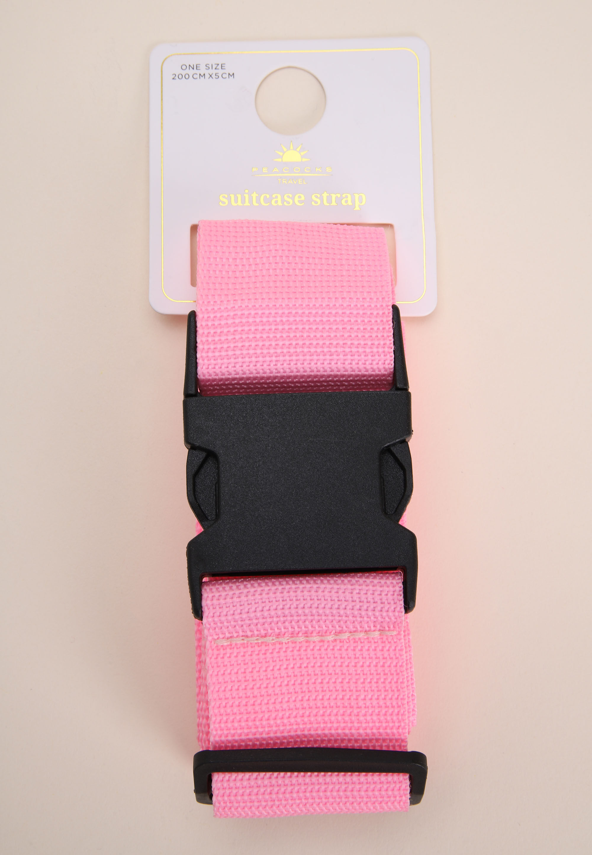 Womens Pink Plain Adjustable Luggage Travel Strap