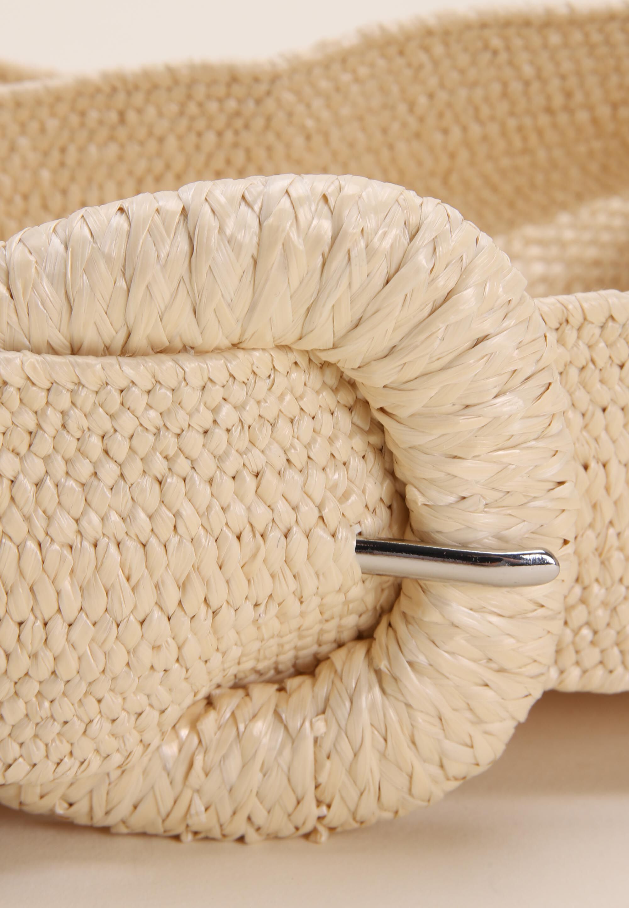 Womens Natural Woven Stretch Belt