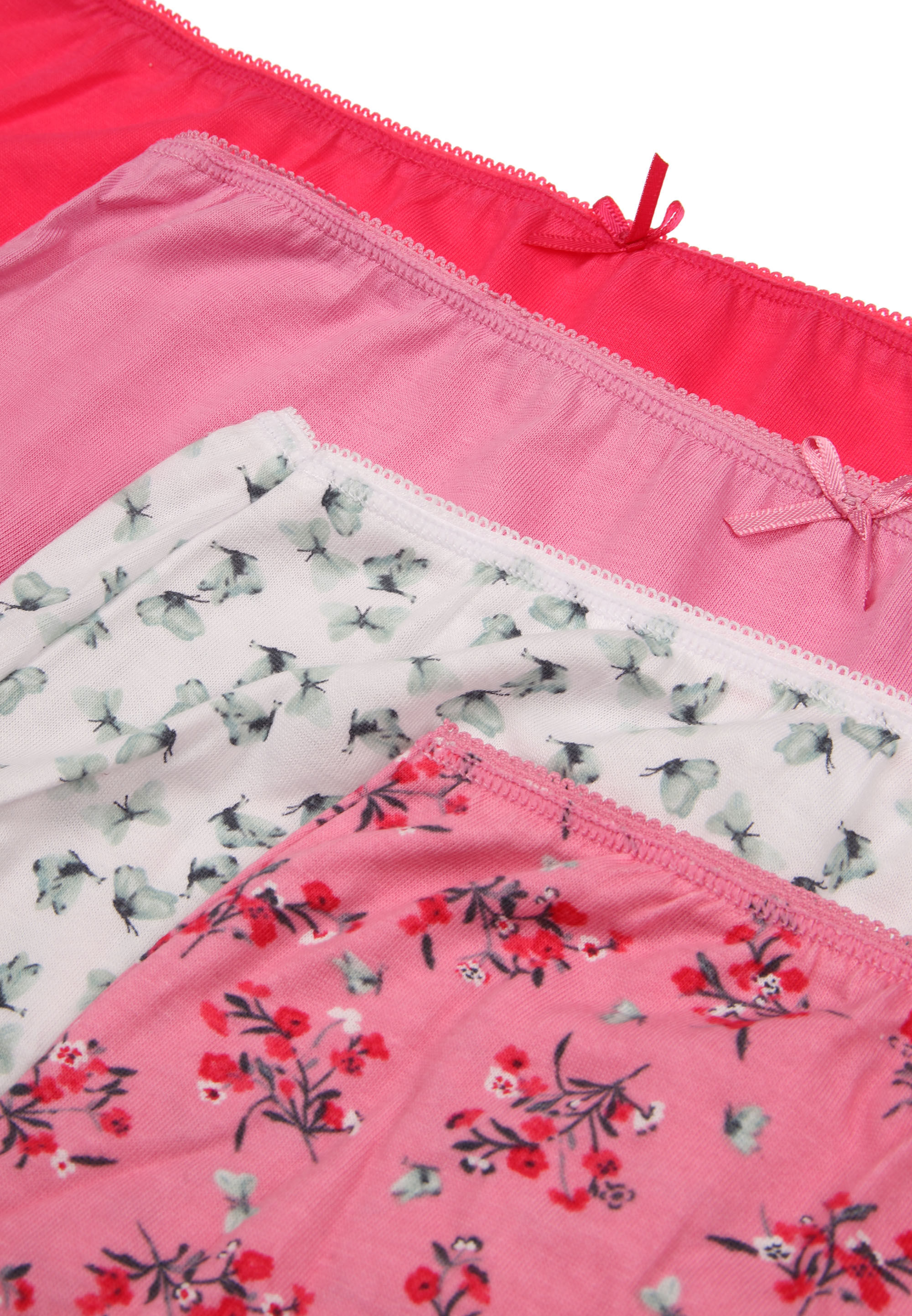 Womens 4pk Pink & Butterfly Print Full Briefs