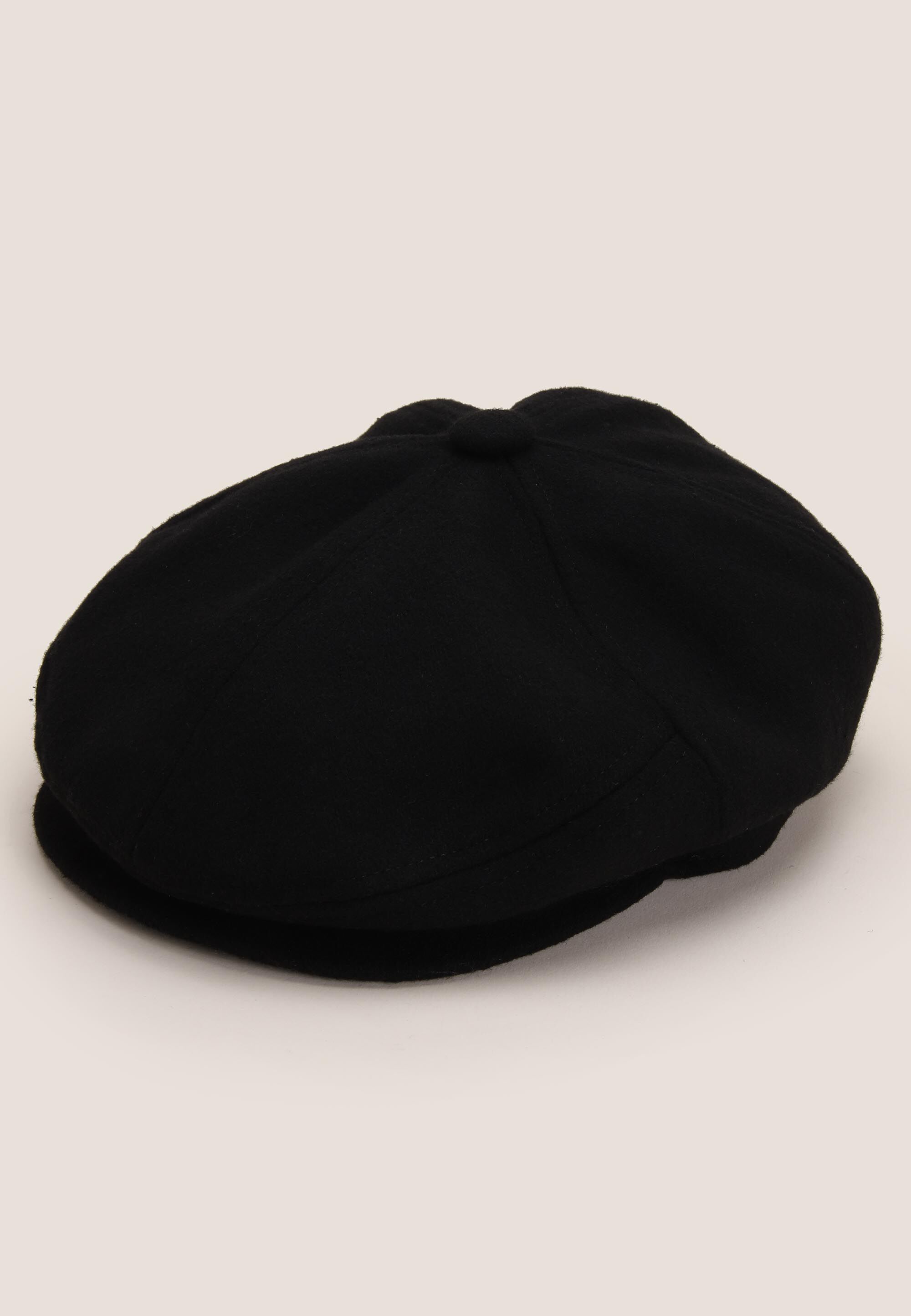 Mens Black Plain Newsboy Flat Cap