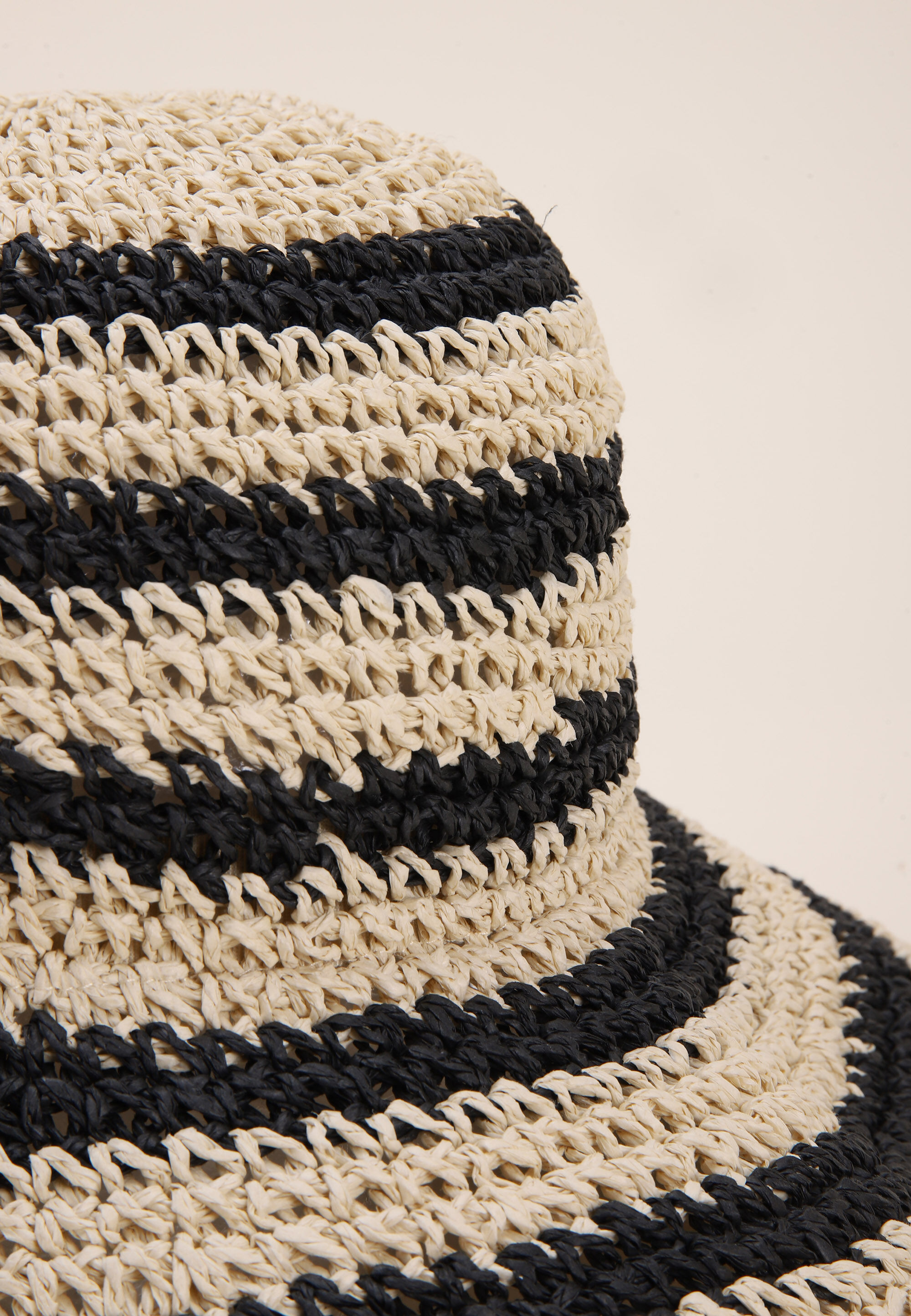 Womens Black & White Stripe Straw Hat