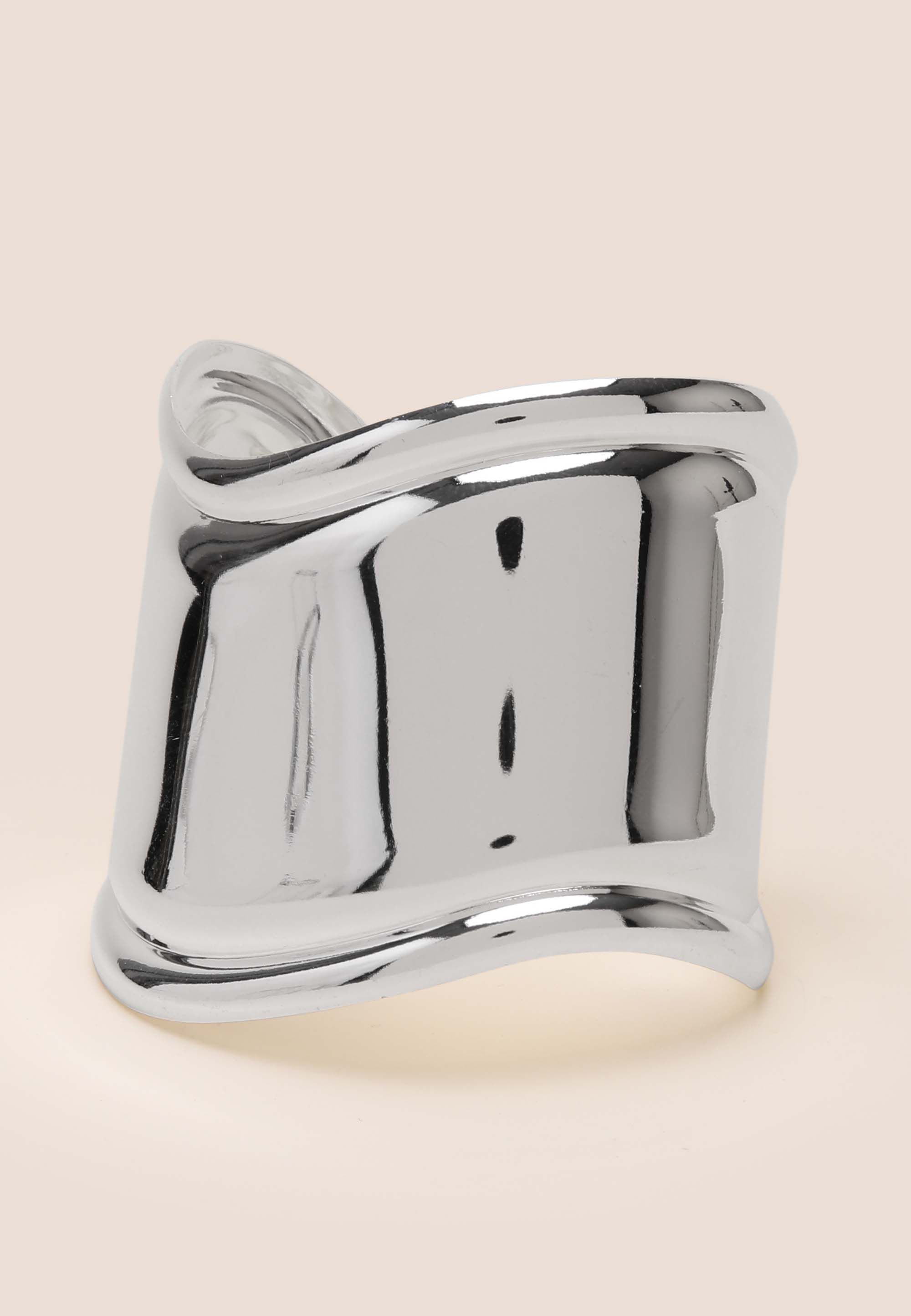 Womens Silver Wavy Cuff Bracelet