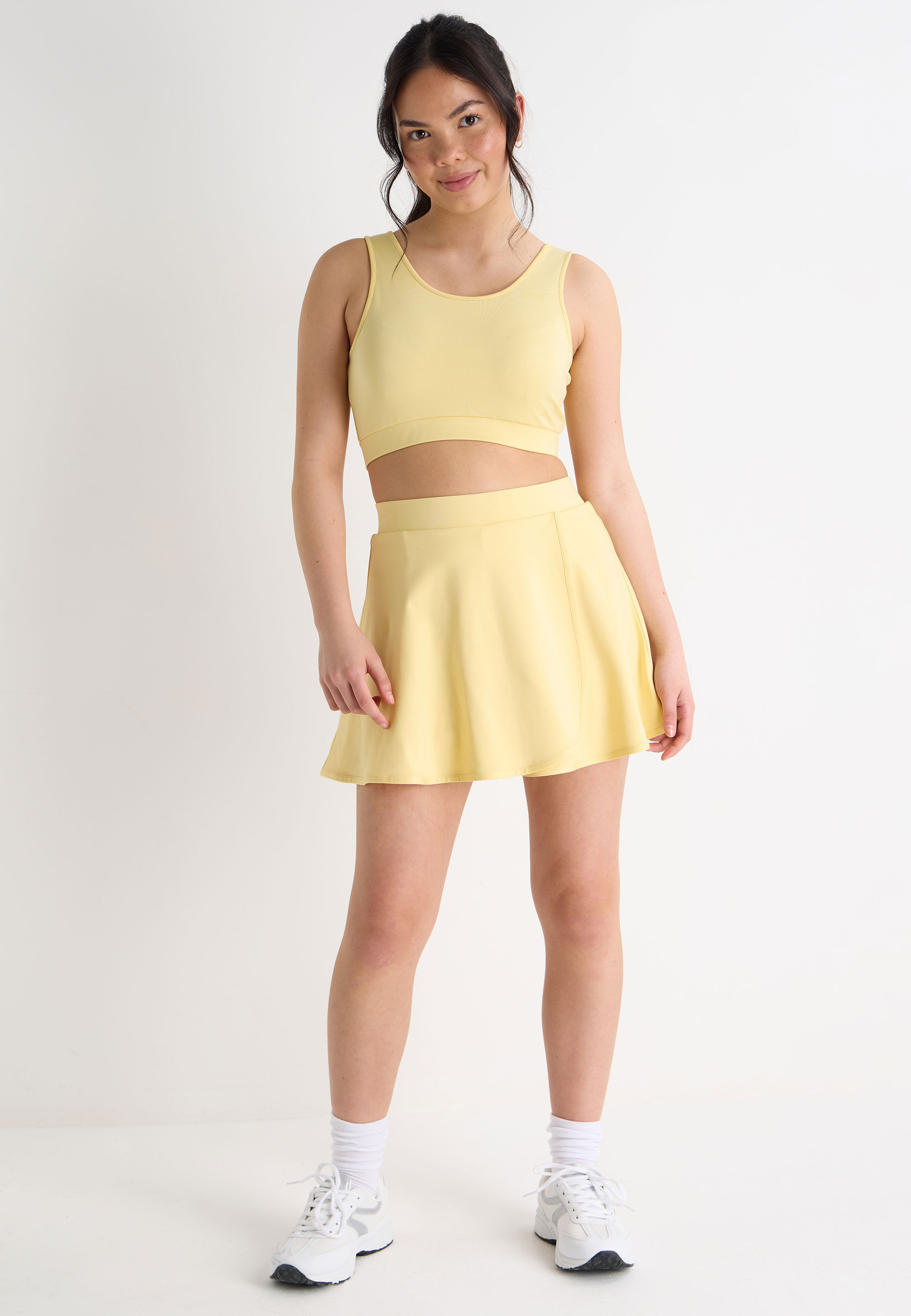 Older Girls Yellow Plain Active Crop Top