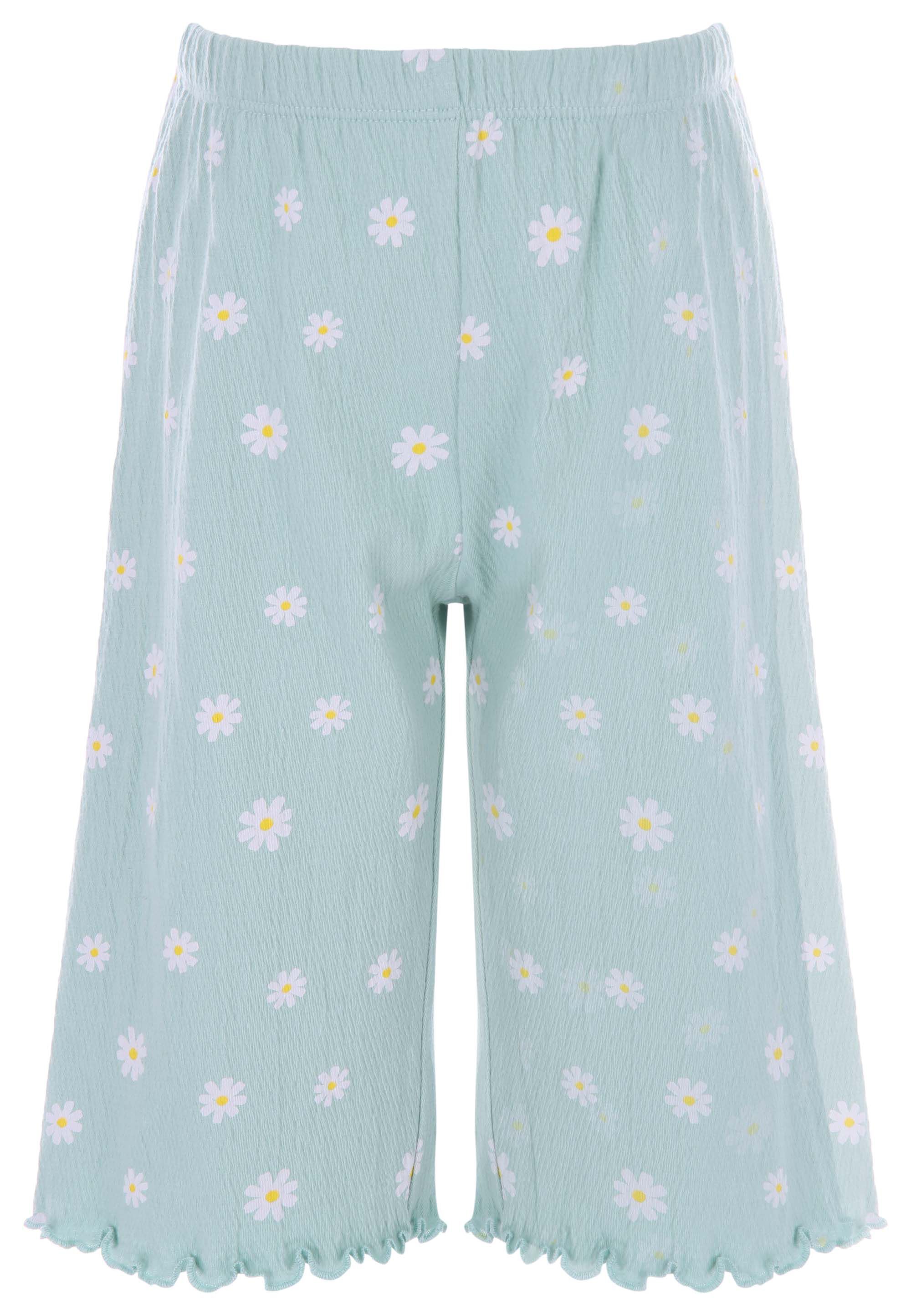 Younger Girls Green Daisy Top & Culotte Set