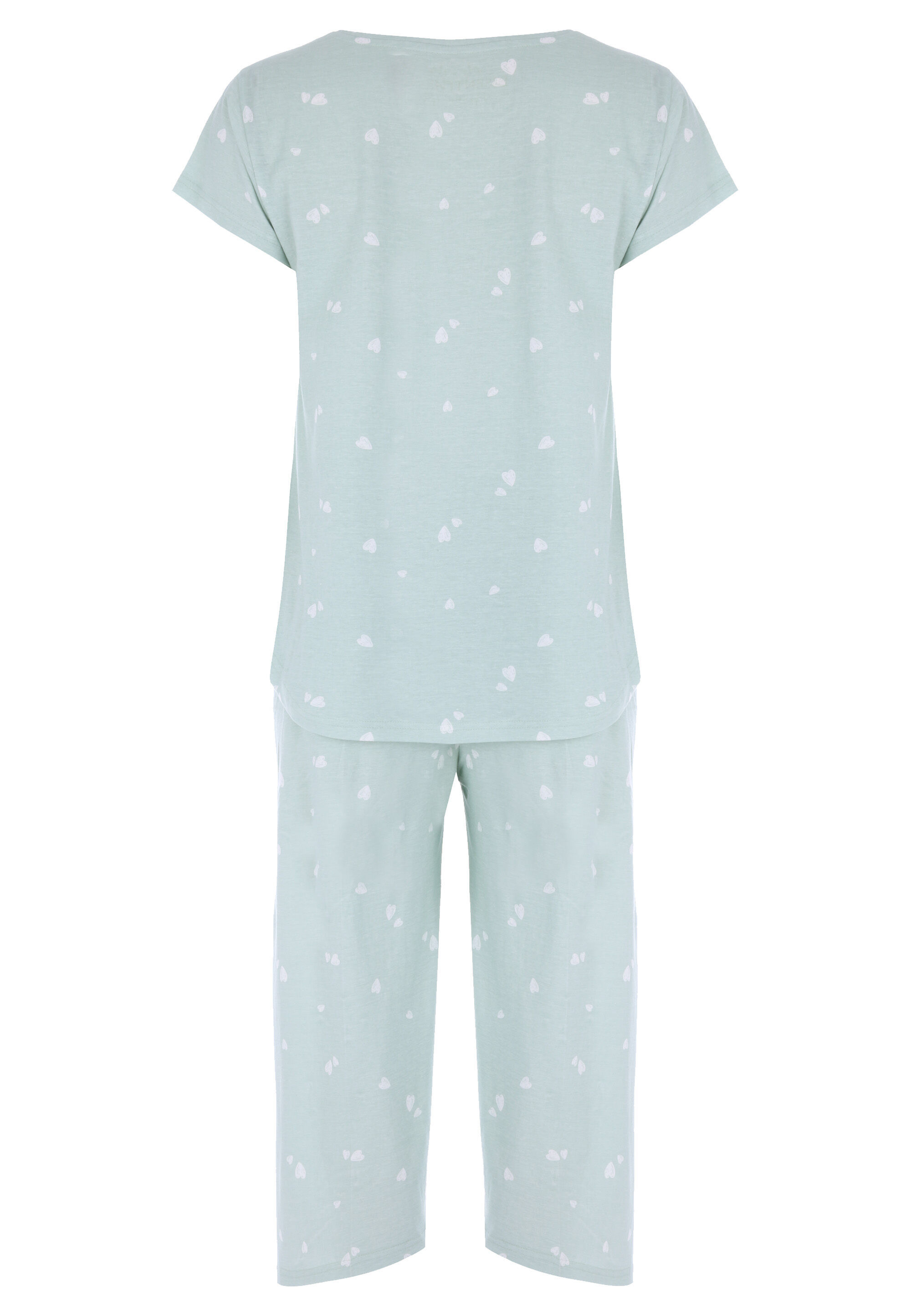 Womens Sage Heart Print Pyjama Set