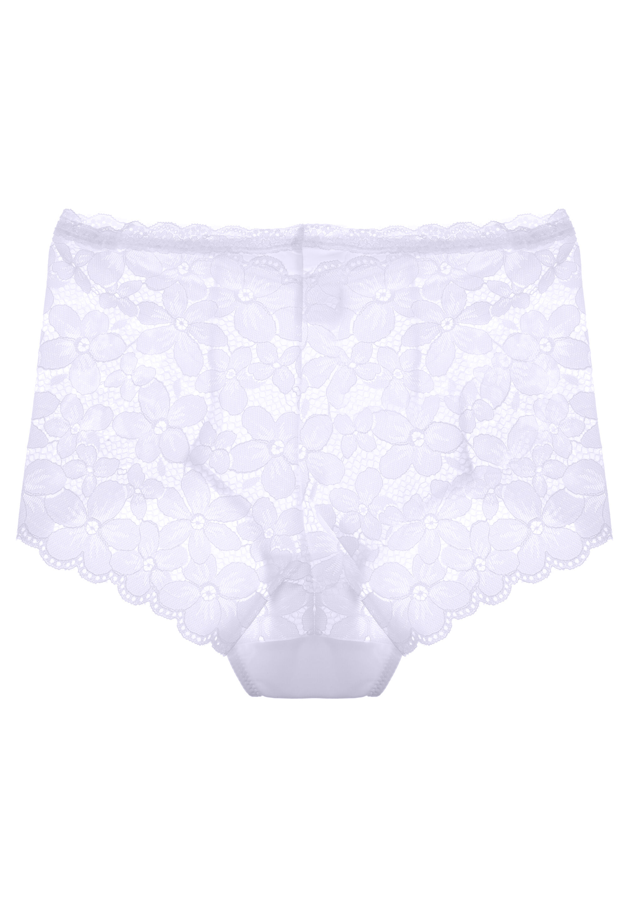 Womens Plain White High Waisted Lace Briefs