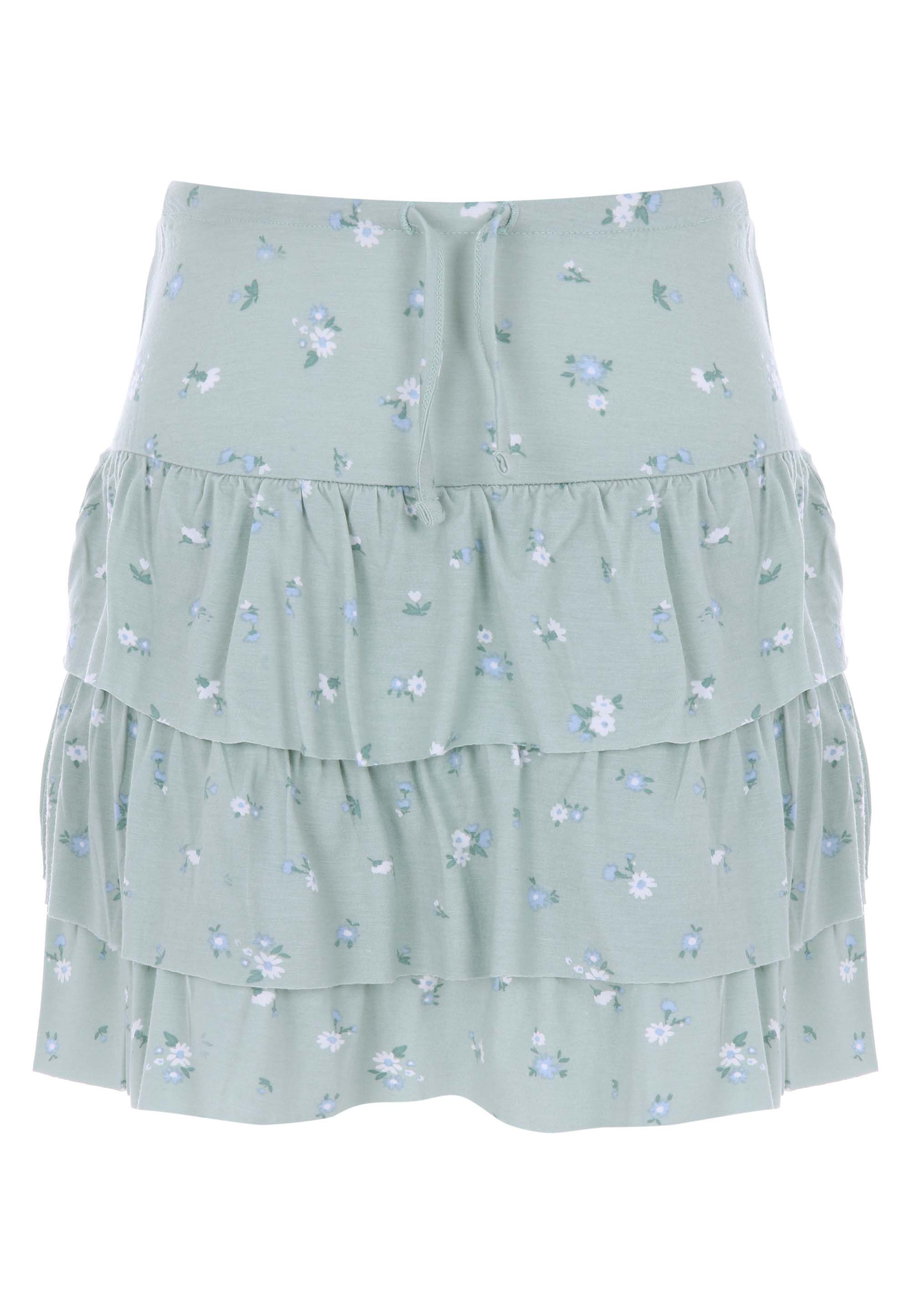 Older Mint Floral Print Ra-Ra Skirt