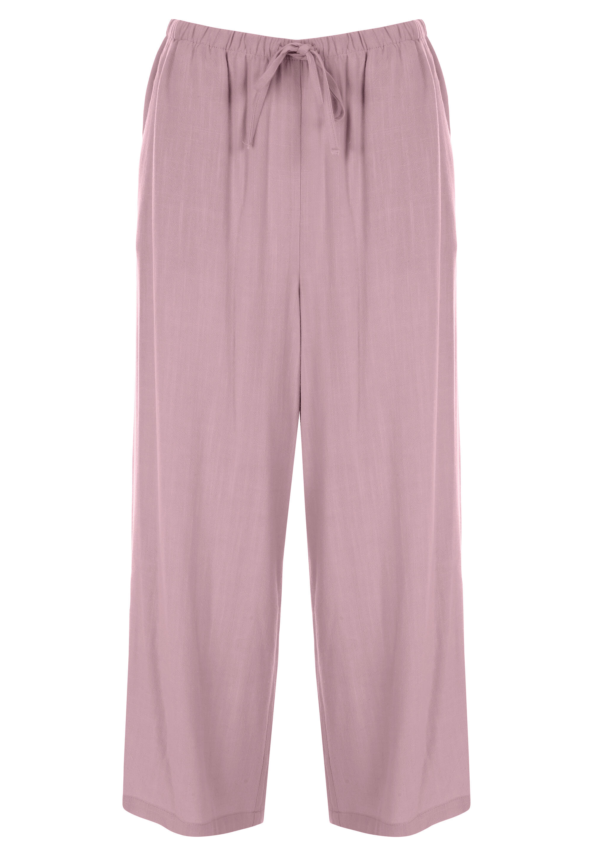 Womens Pink Plain Linen Culotte Trousers