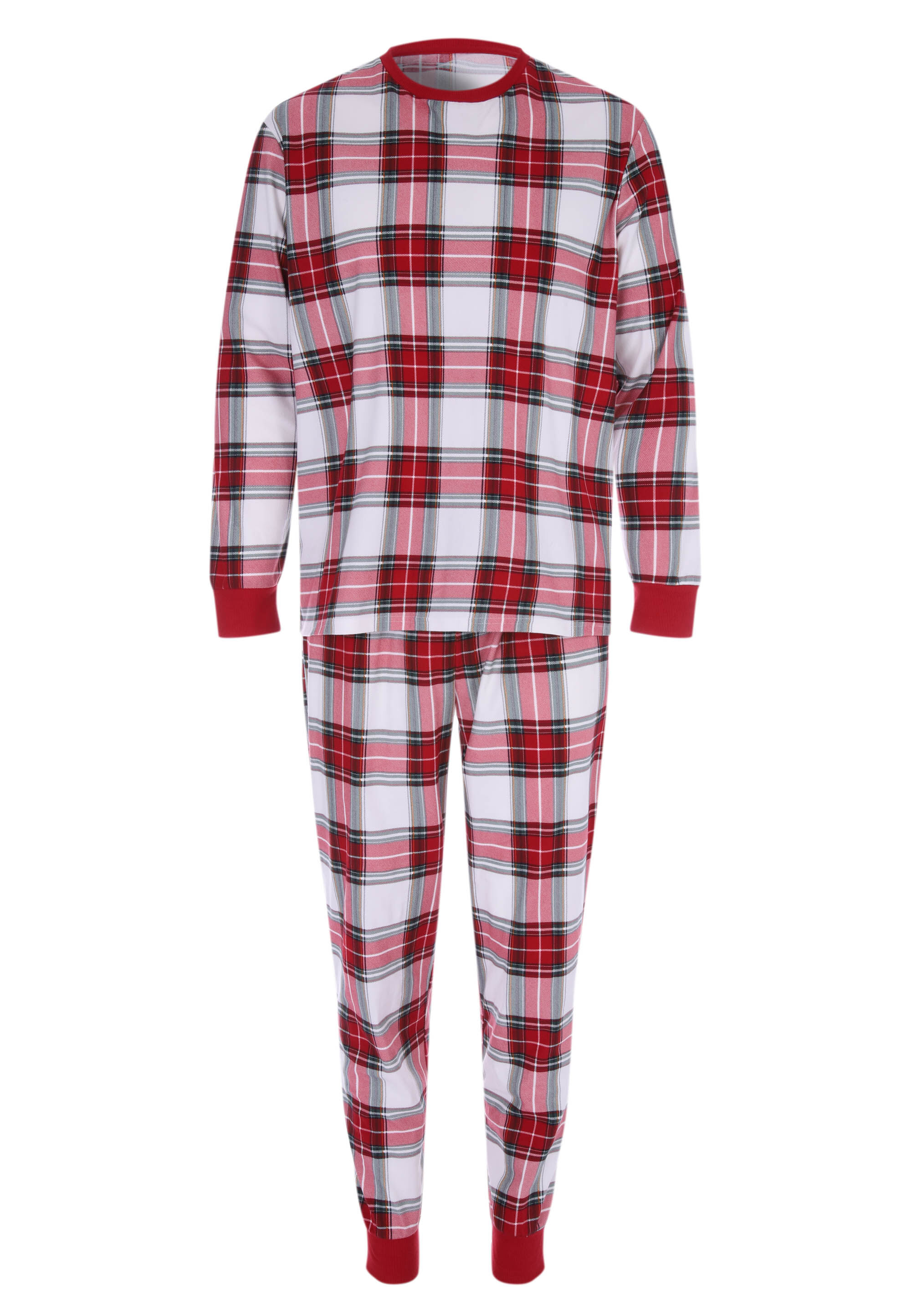 Mens Red & Cream Check Christmas Family Pyjama Set