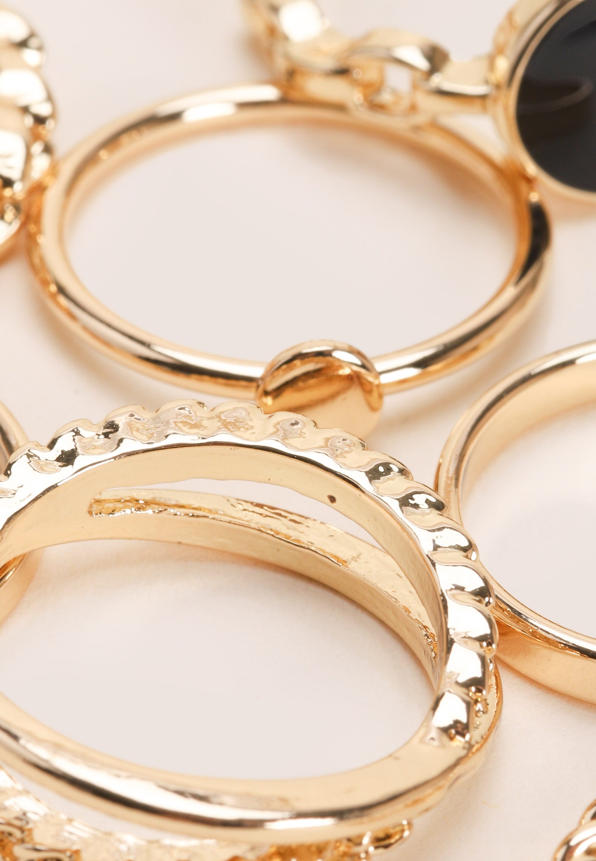 Womens 9pk Gold Plain & Textured Rings