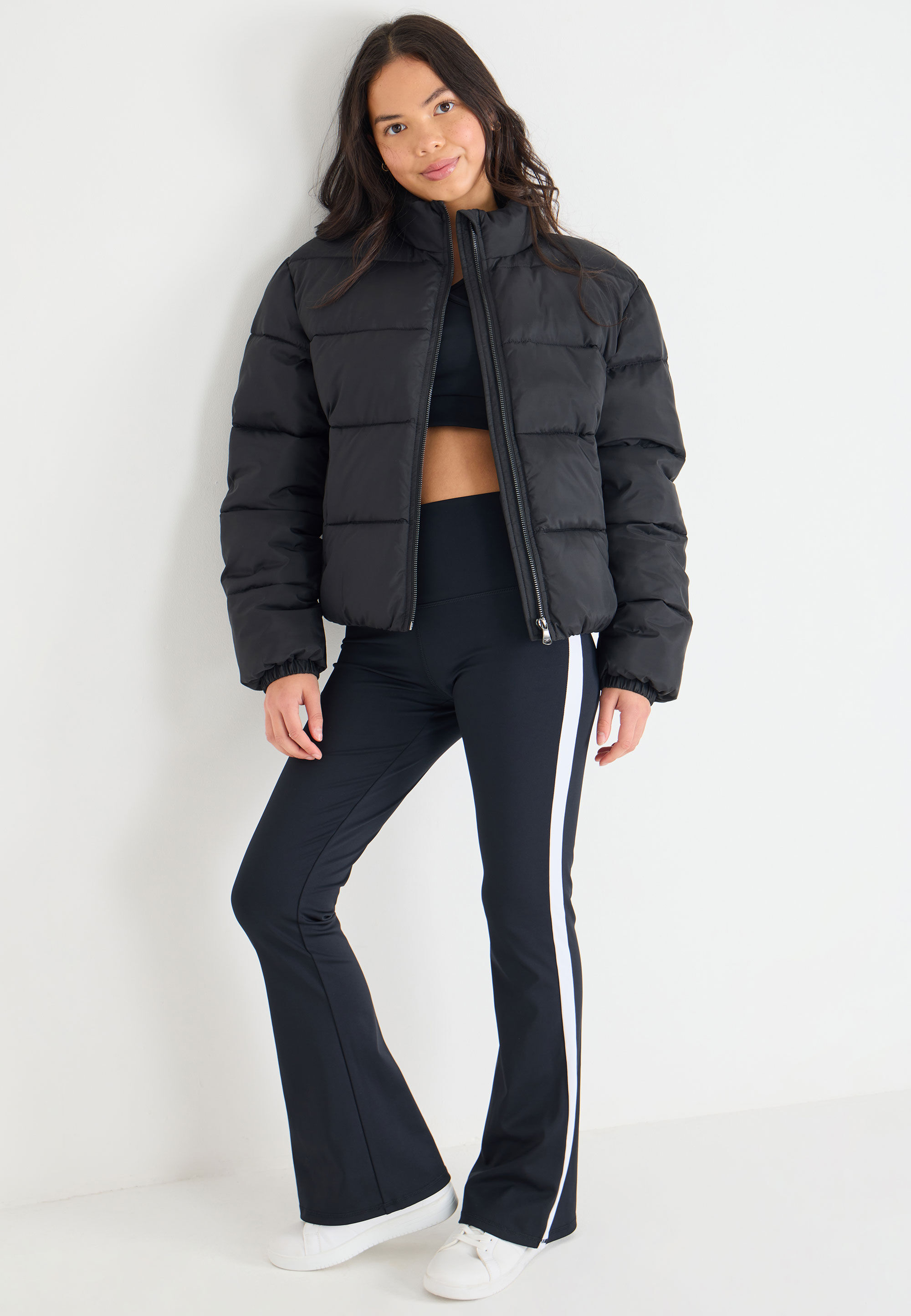 Older Girls Black Short Padded Coat