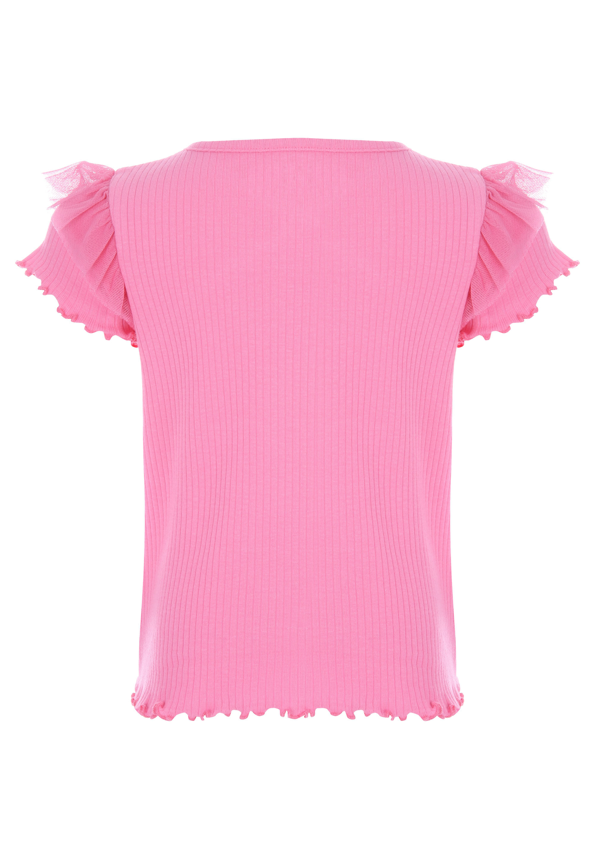 Younger Girls Pink Wrap Mesh Sleeve Top
