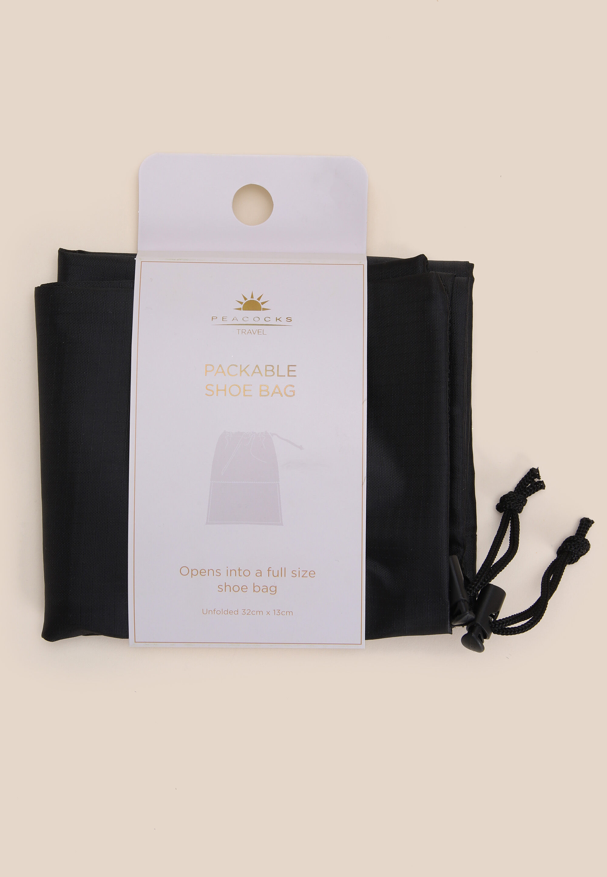 Womens Black 2pk Packable Shoe Bag