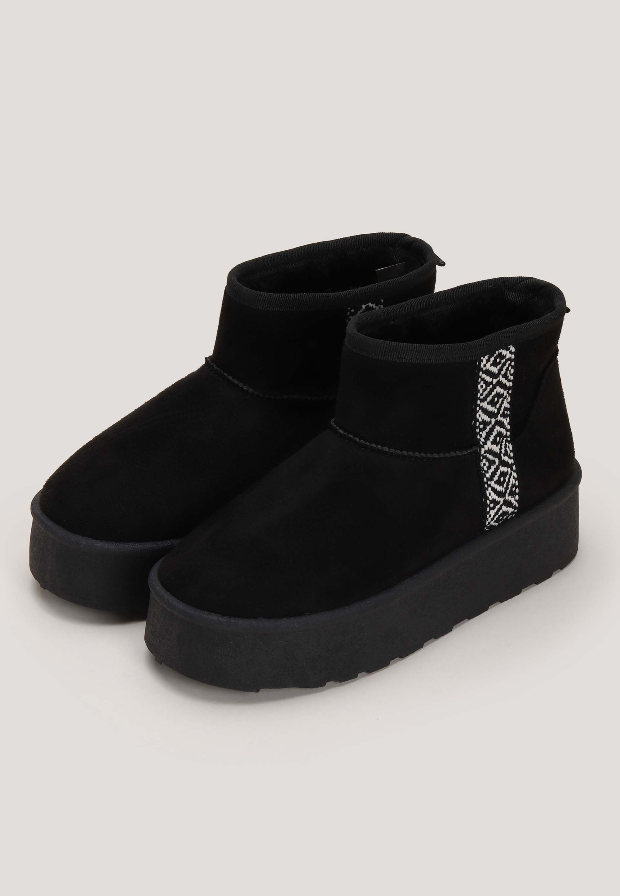 Older Girls Black Mini Soft Lined Platform Boot