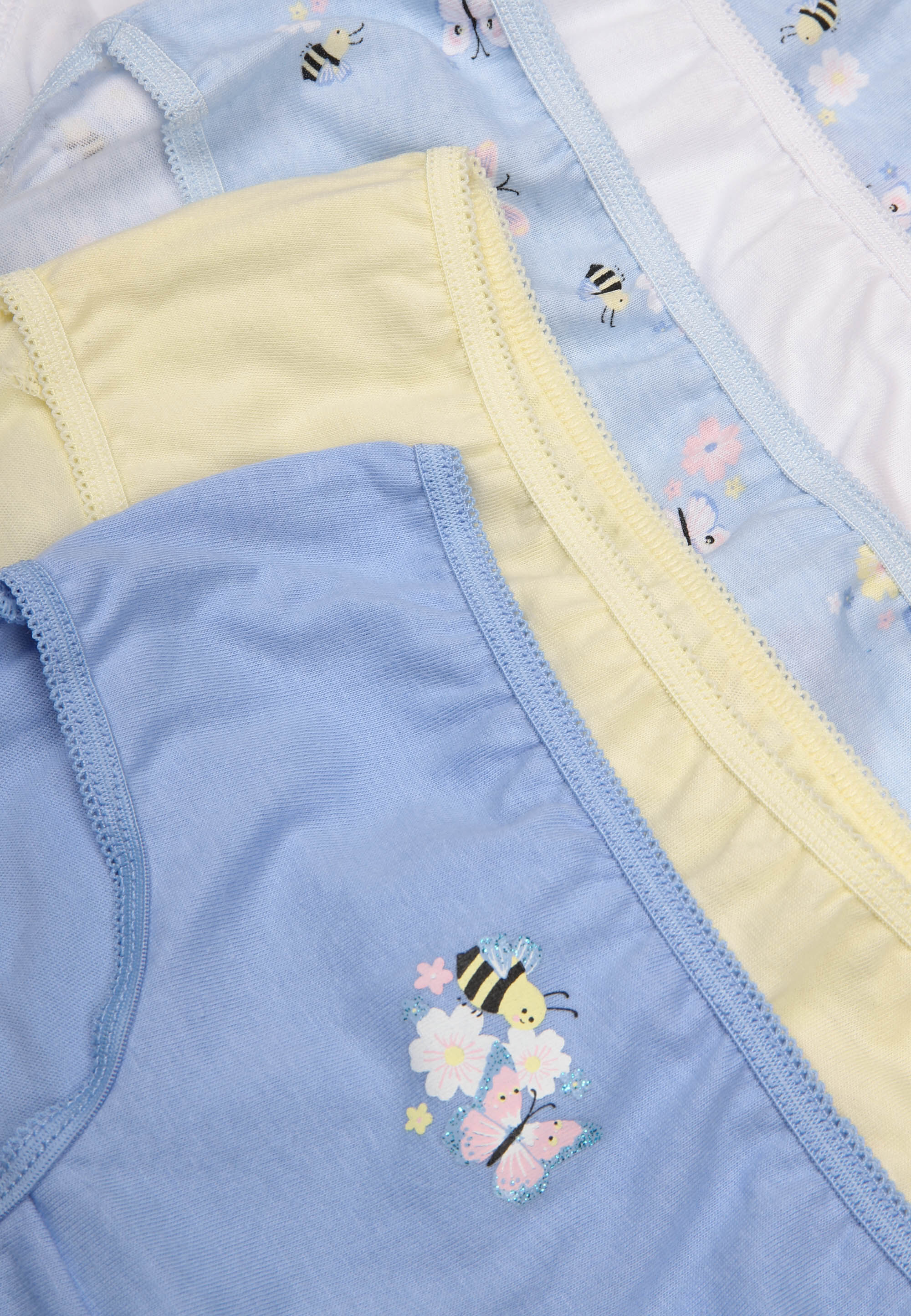 Younger Girls 5pk Blue & Yellow Bee Briefs