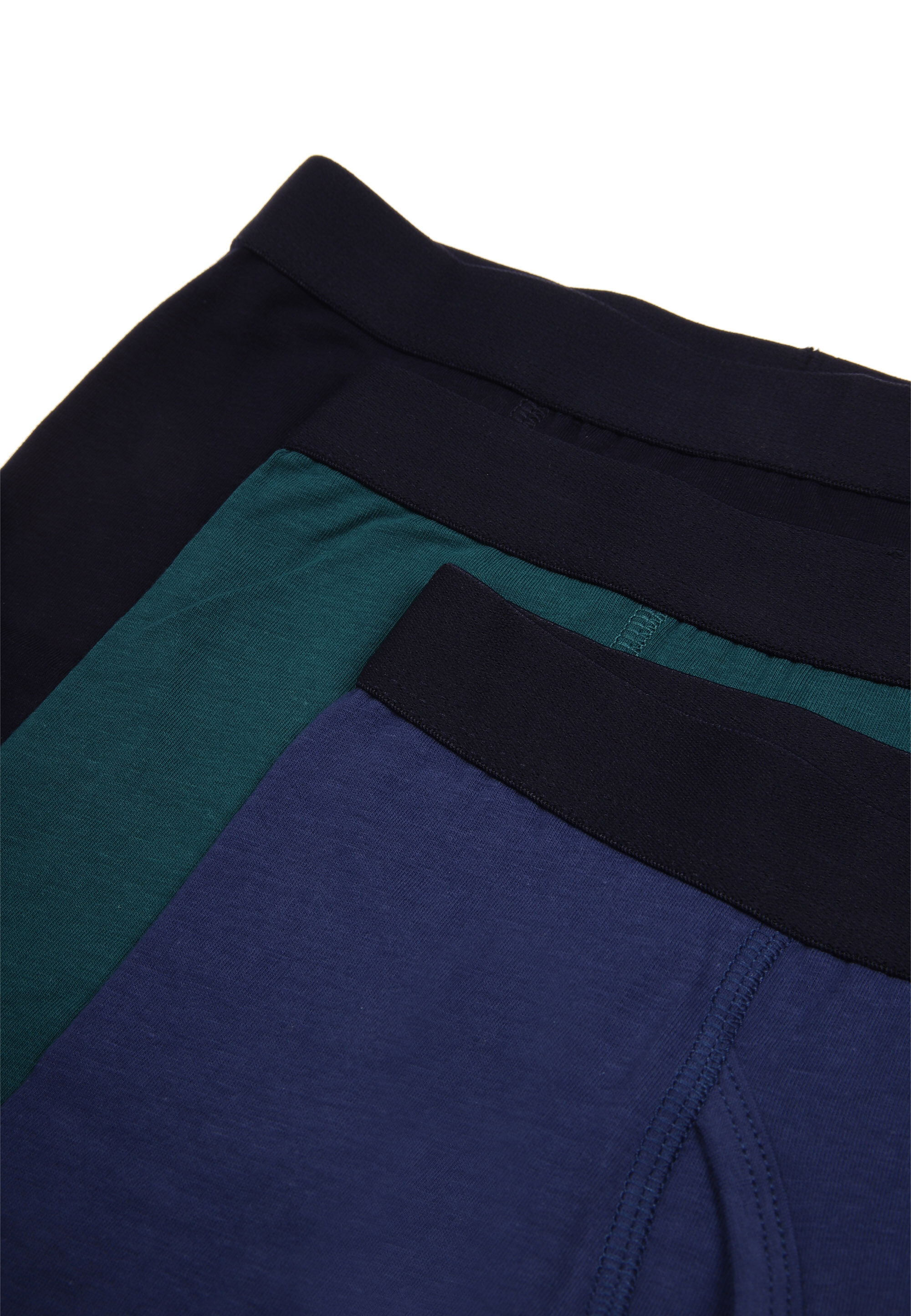 Older Boys 3pk Plain Blue & Black Trunks
