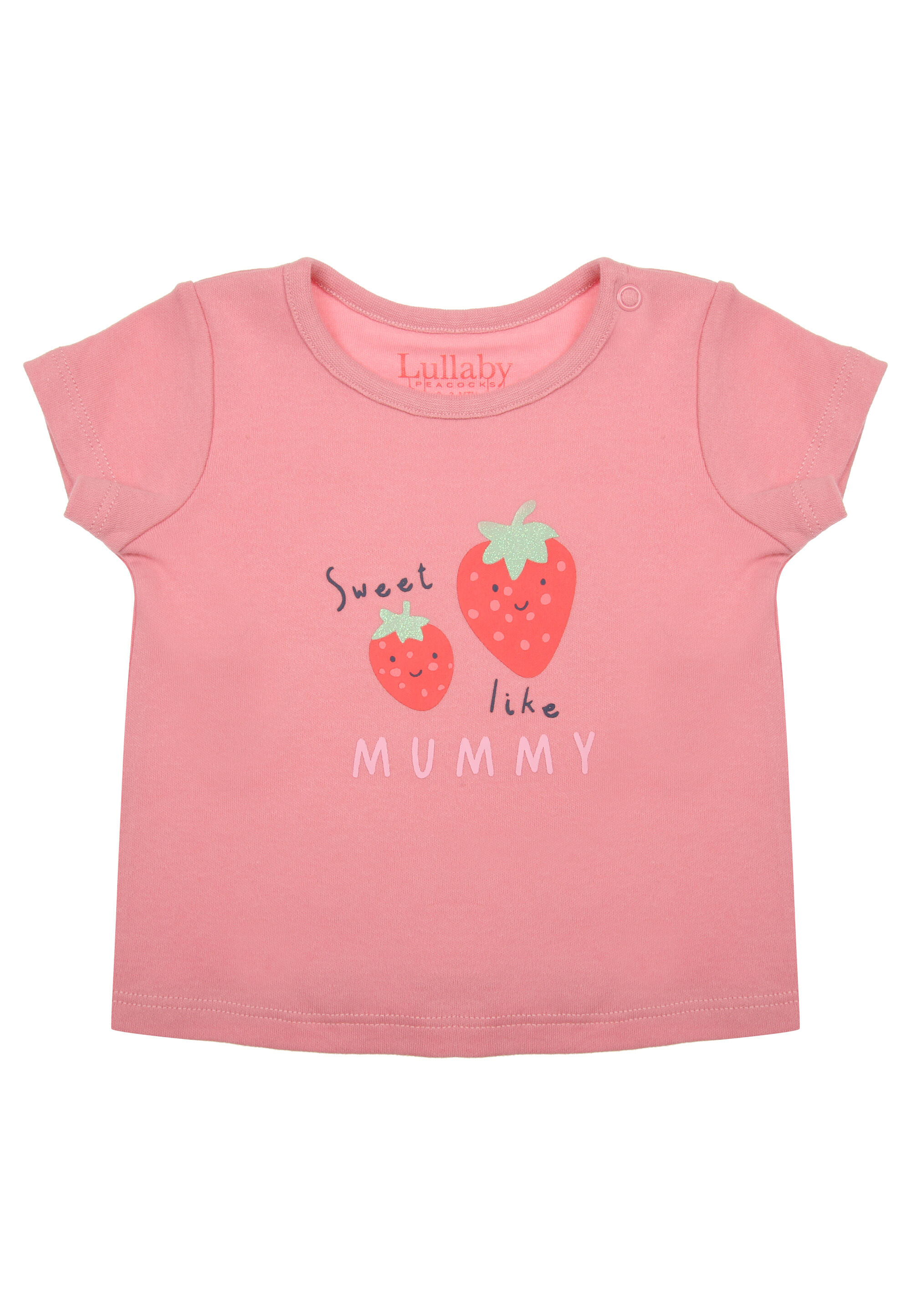 Baby Girls Pink Strawberry Print Mummy T-Shirt
