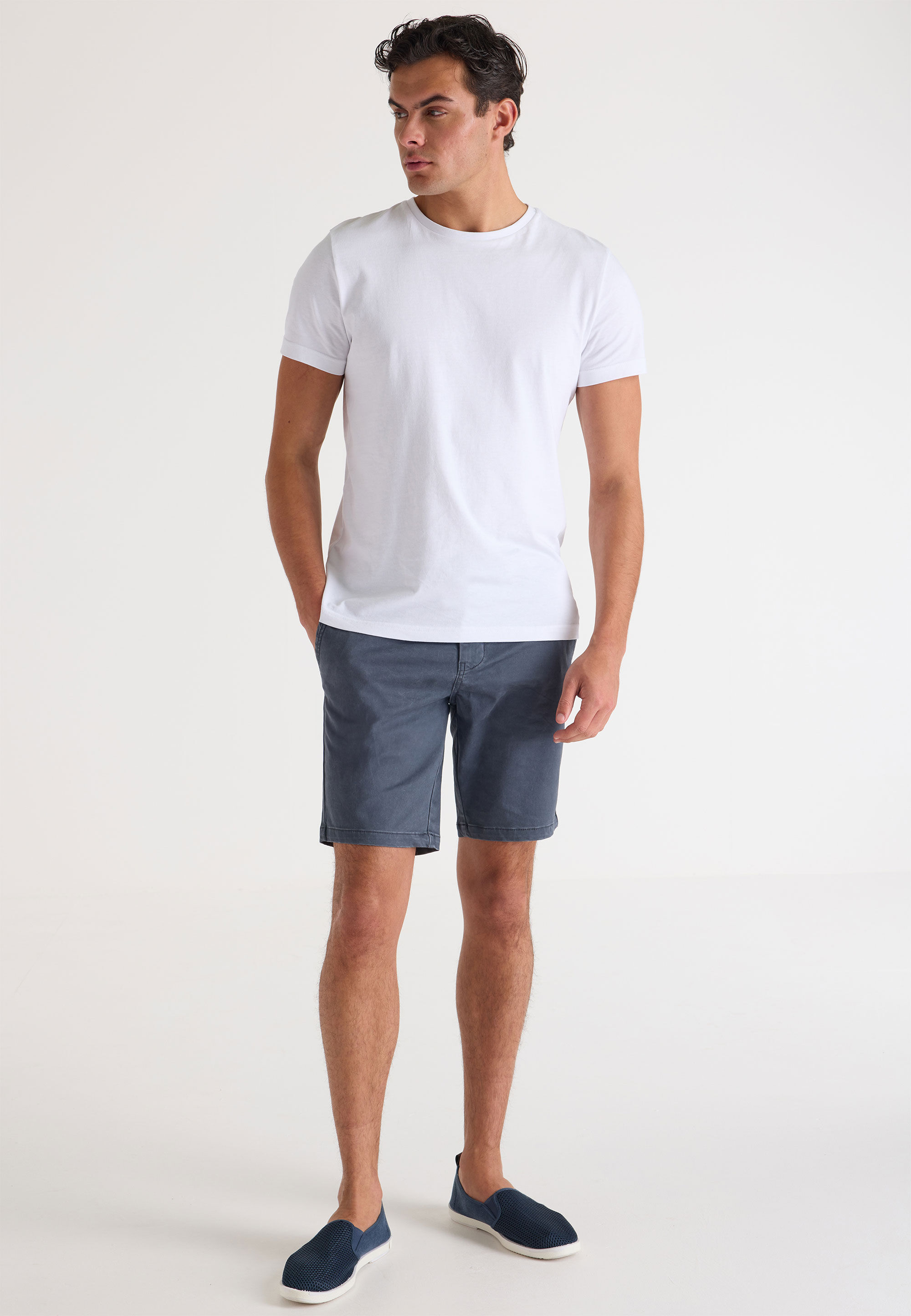 Mens Charcoal Peached Chino Shorts