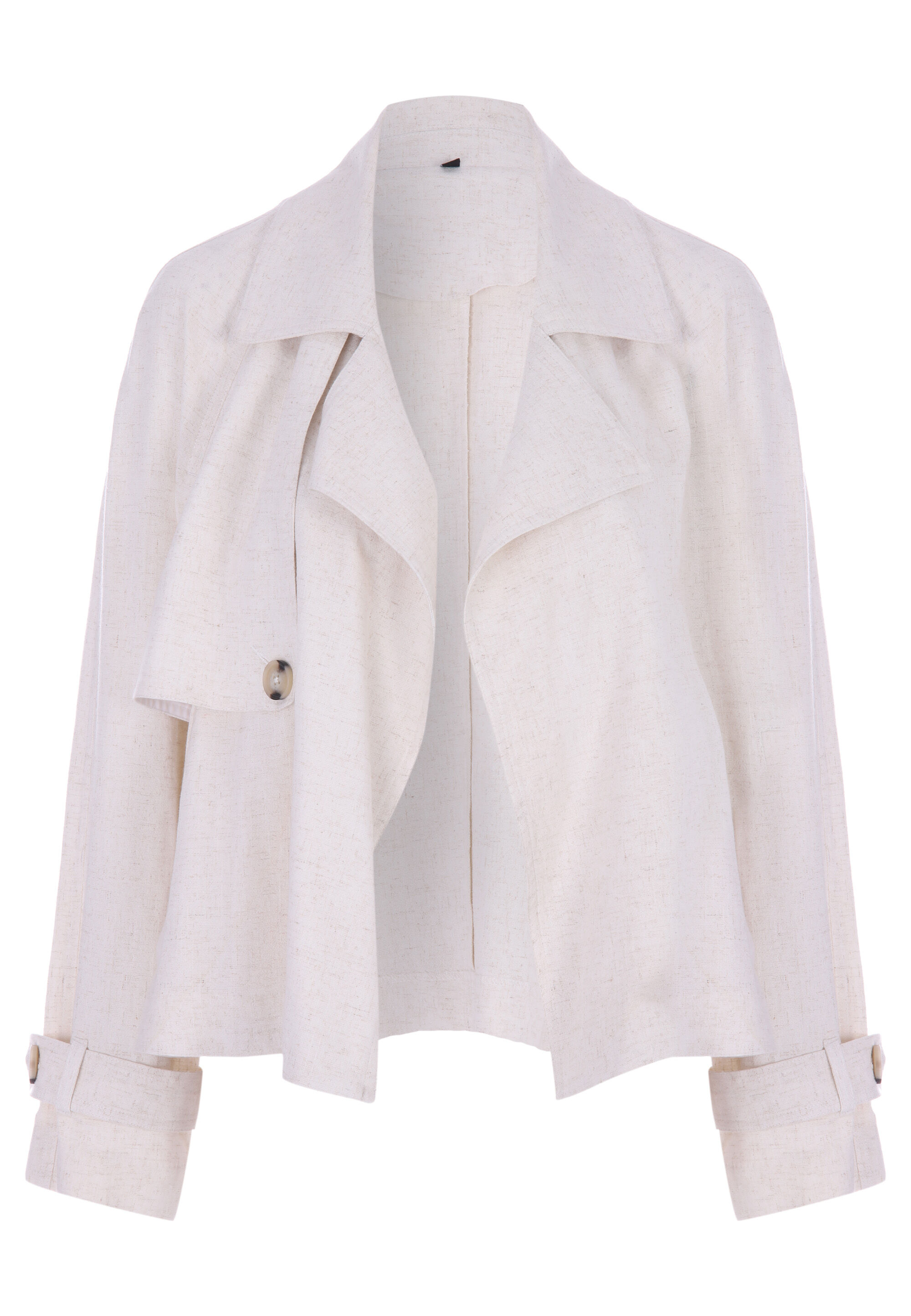 Womens Natural Linen Blend Trench Jacket