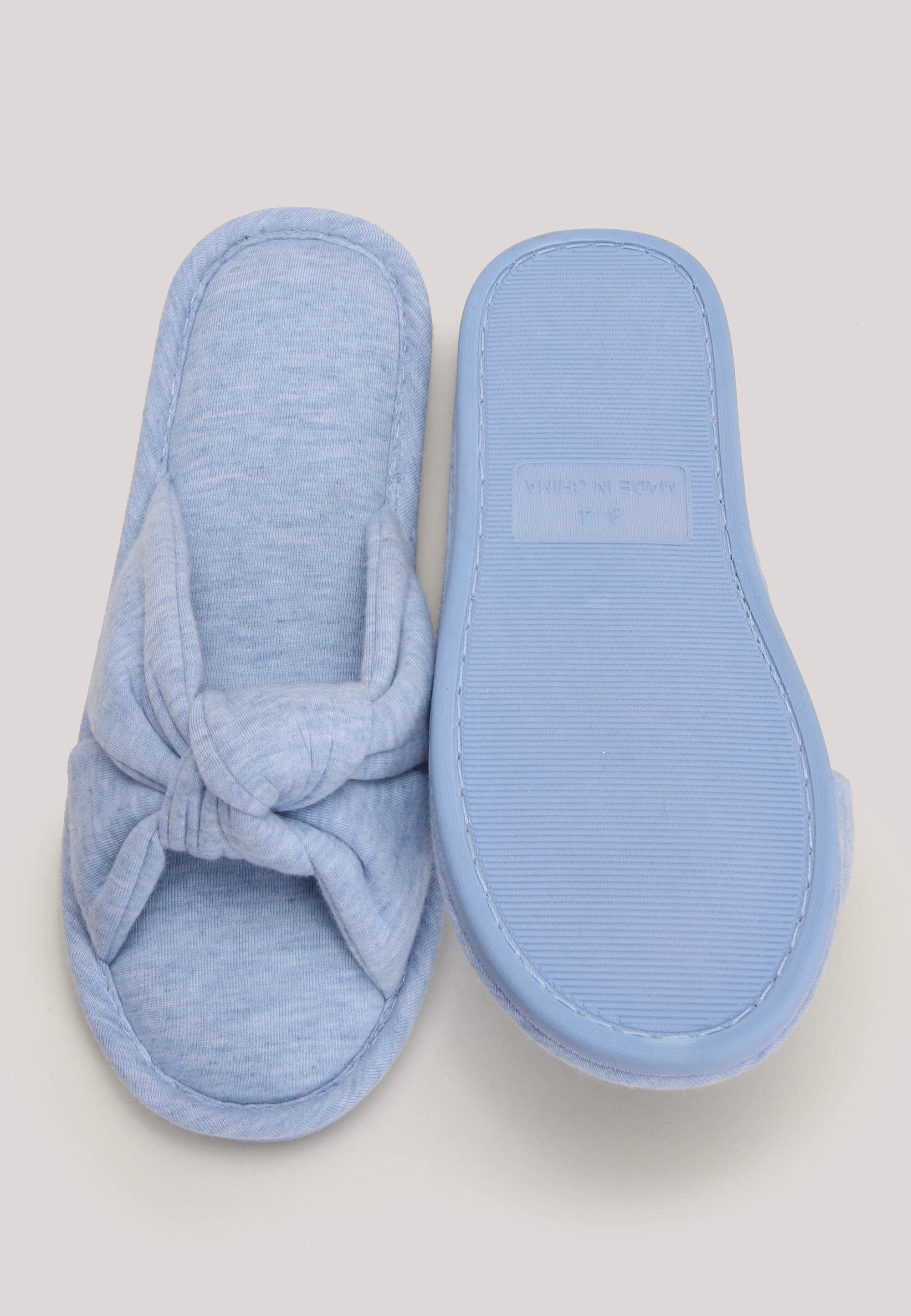 Womens Blue Marl Knotted Slider Slippers