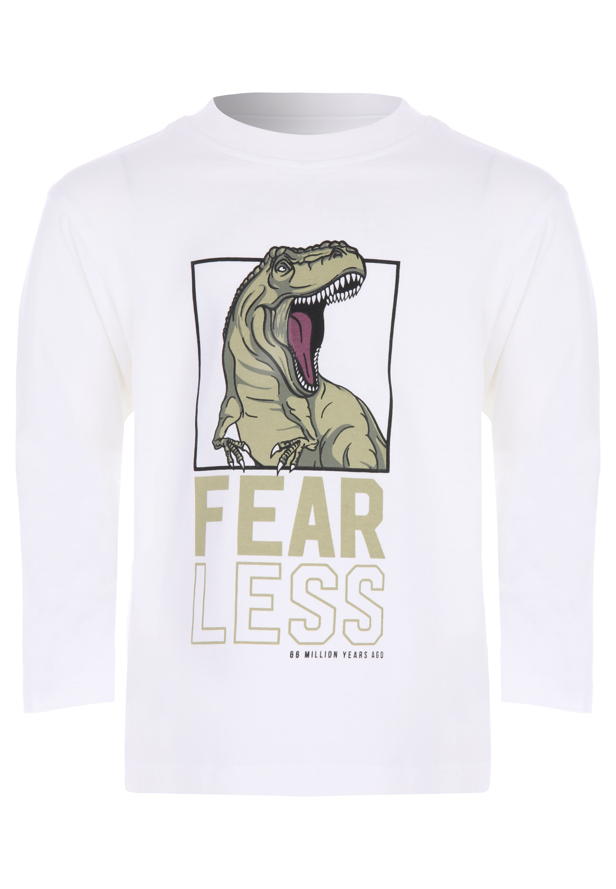Younger Boys Ecru Dino Long Sleeve T-shirt