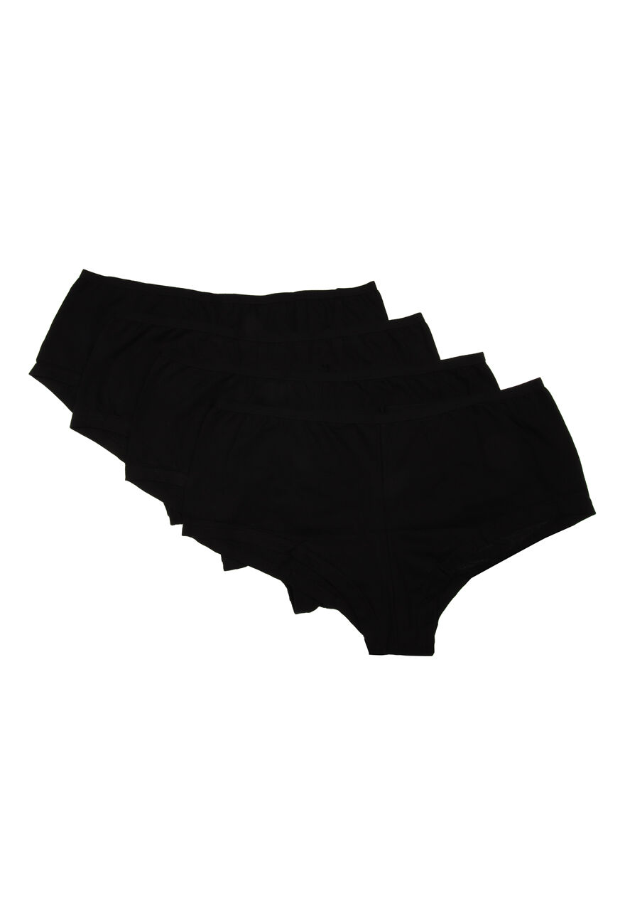 Womens 4pk Plain Black Short Briefs