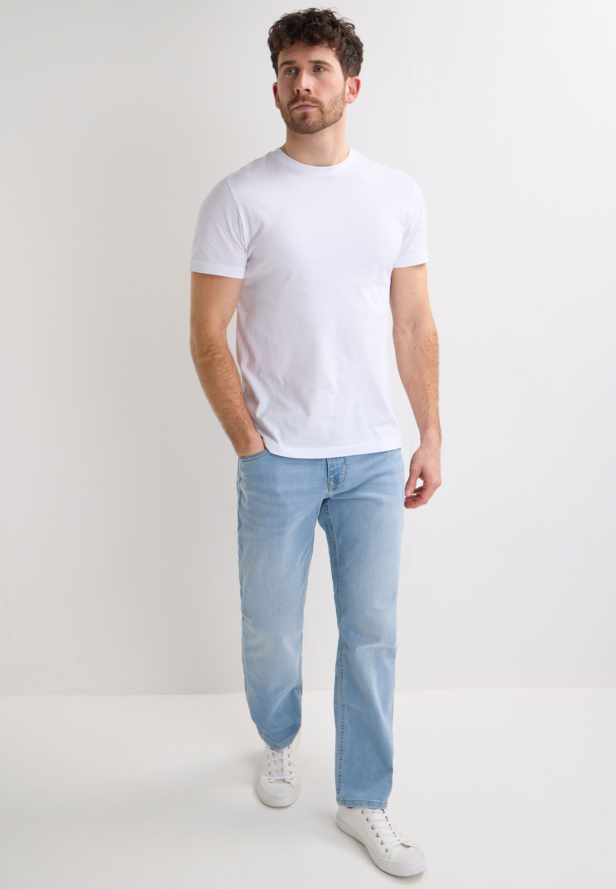 Mens White Crew Neck T-Shirt