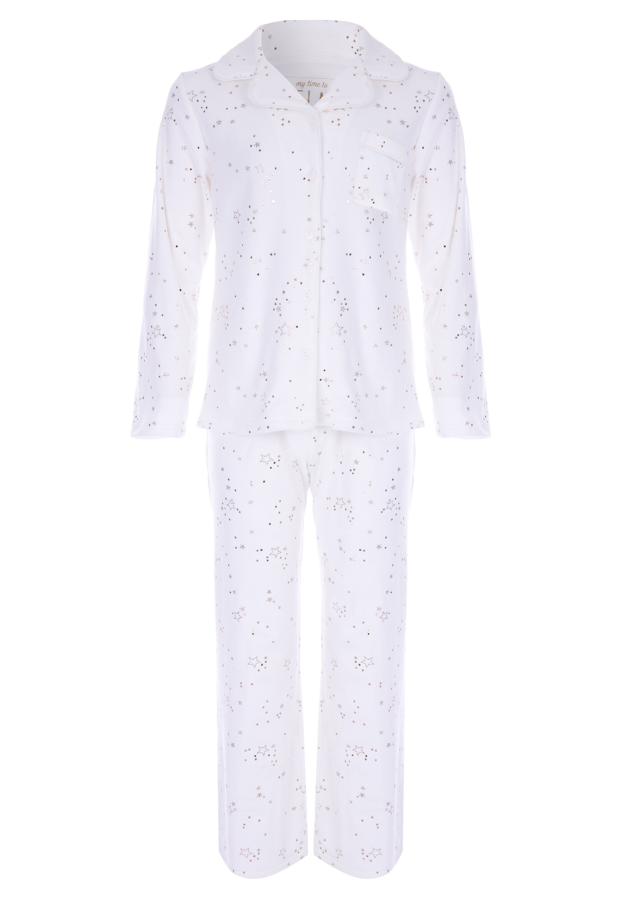 Older Girls Cream & Gold Star Print Family Pyjama Set