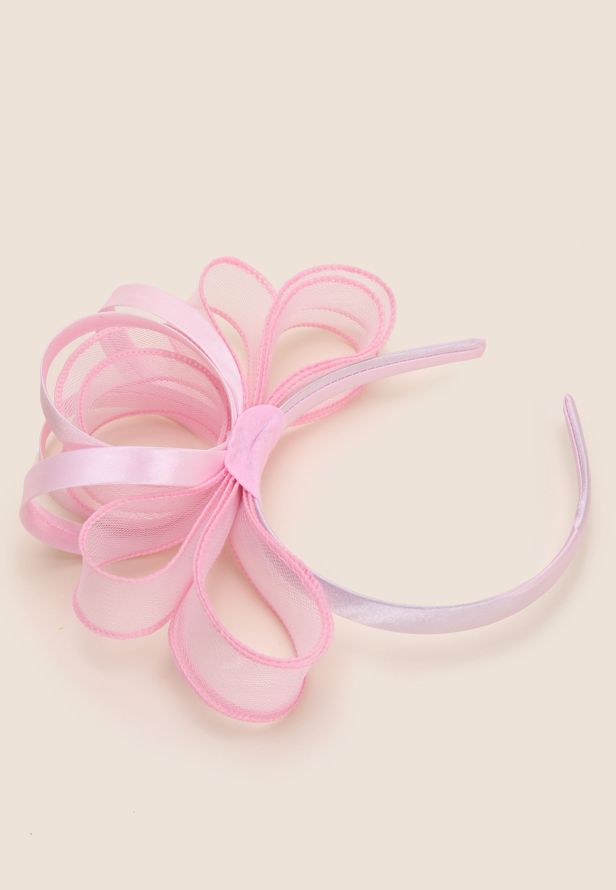 Womens Pink Satin Fascinator Headband