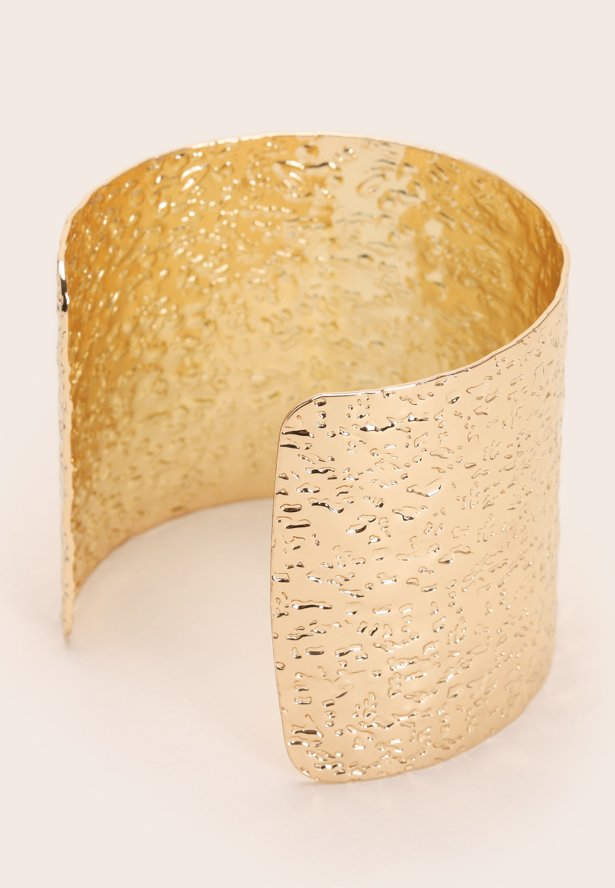 Womens Gold Textured Molten Cuff Bracelet