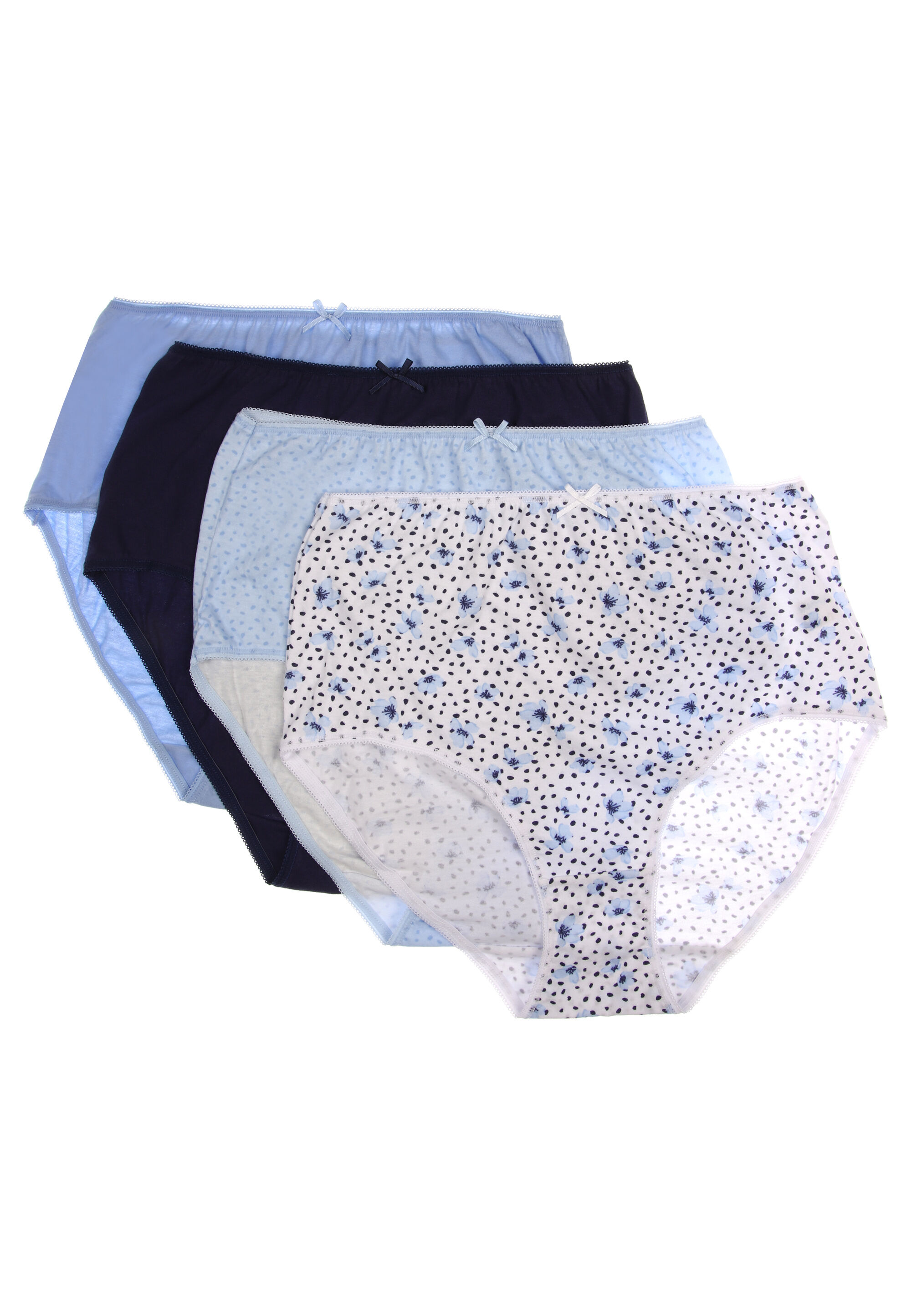 Womens 4pk Blue Ditsy Print Full Briefs