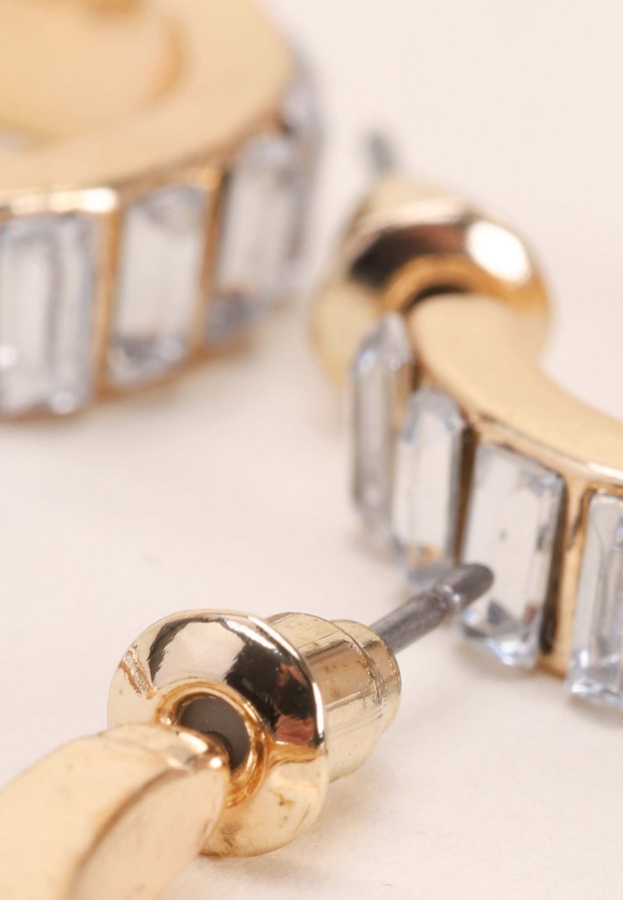 Womens 3pk Gold Diamante Hoop Earrings