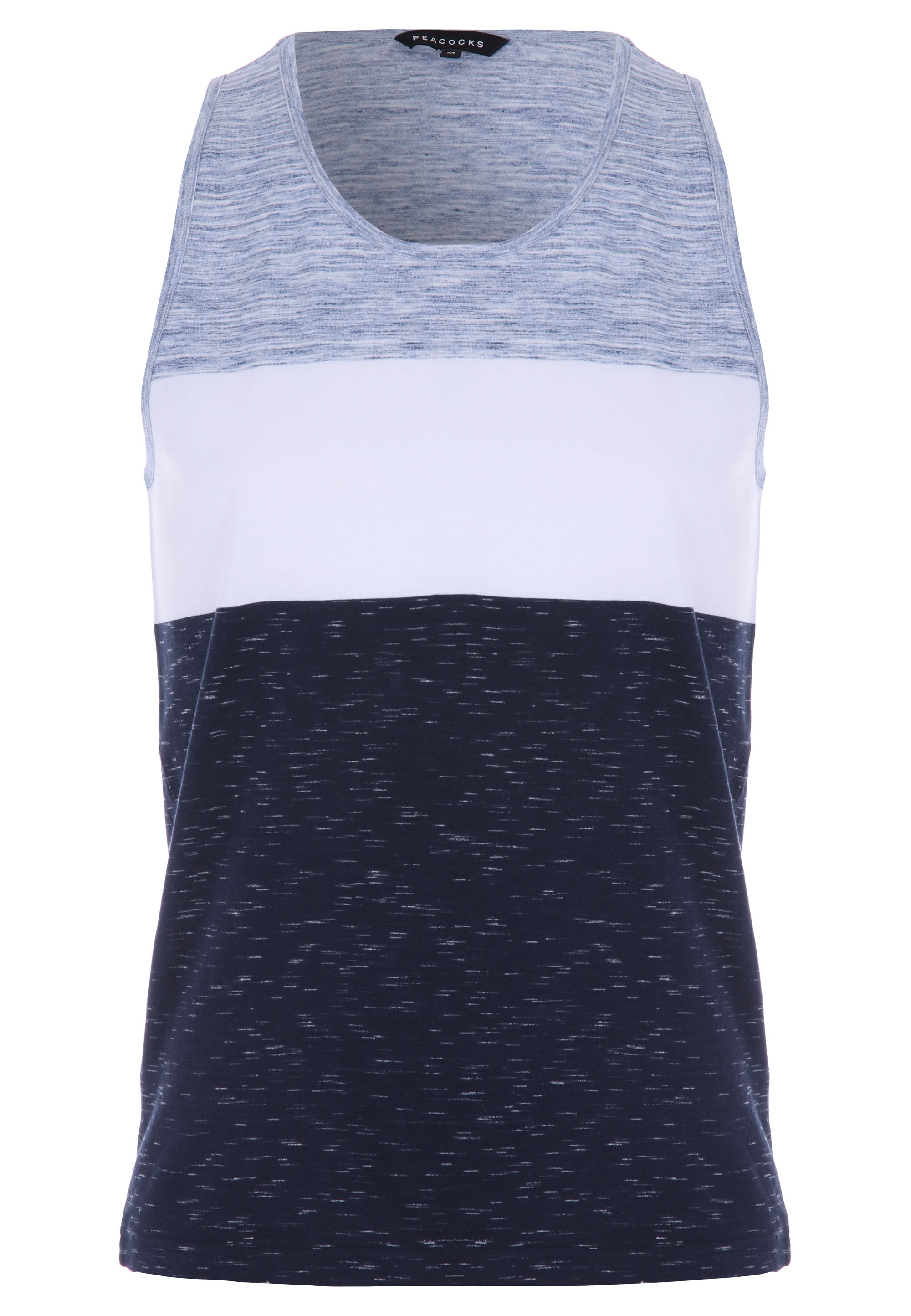 Mens Blue Colour Block Stripe Vest Top