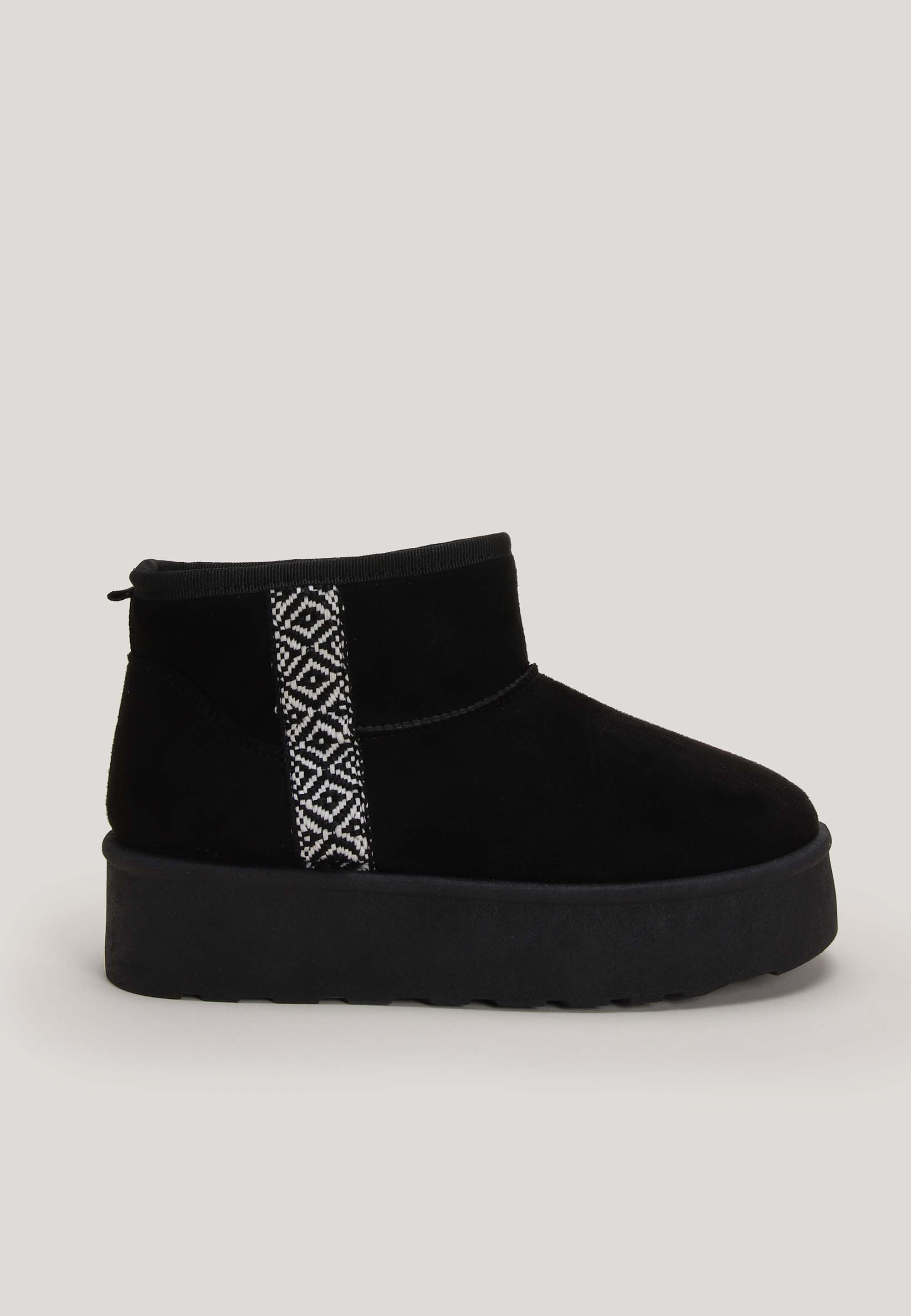 Older Girls Black Mini Soft Lined Platform Boot